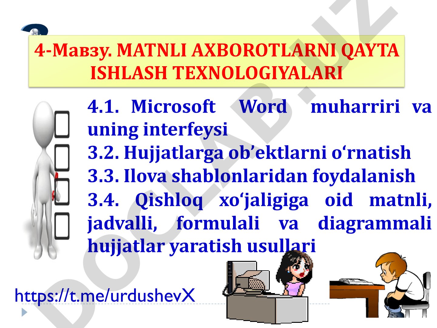 Matnli axborotlarni qayta ishlash texnologiyalari