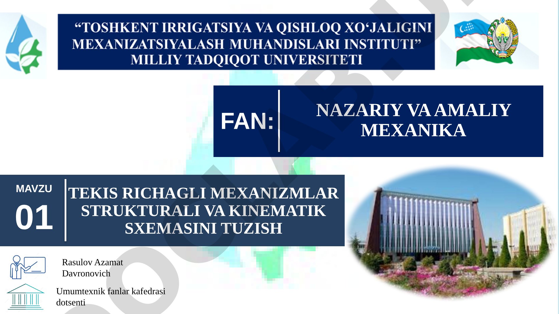 Tekis richagli mexanizmlar strukturali va kinematik sxemasini tuzish