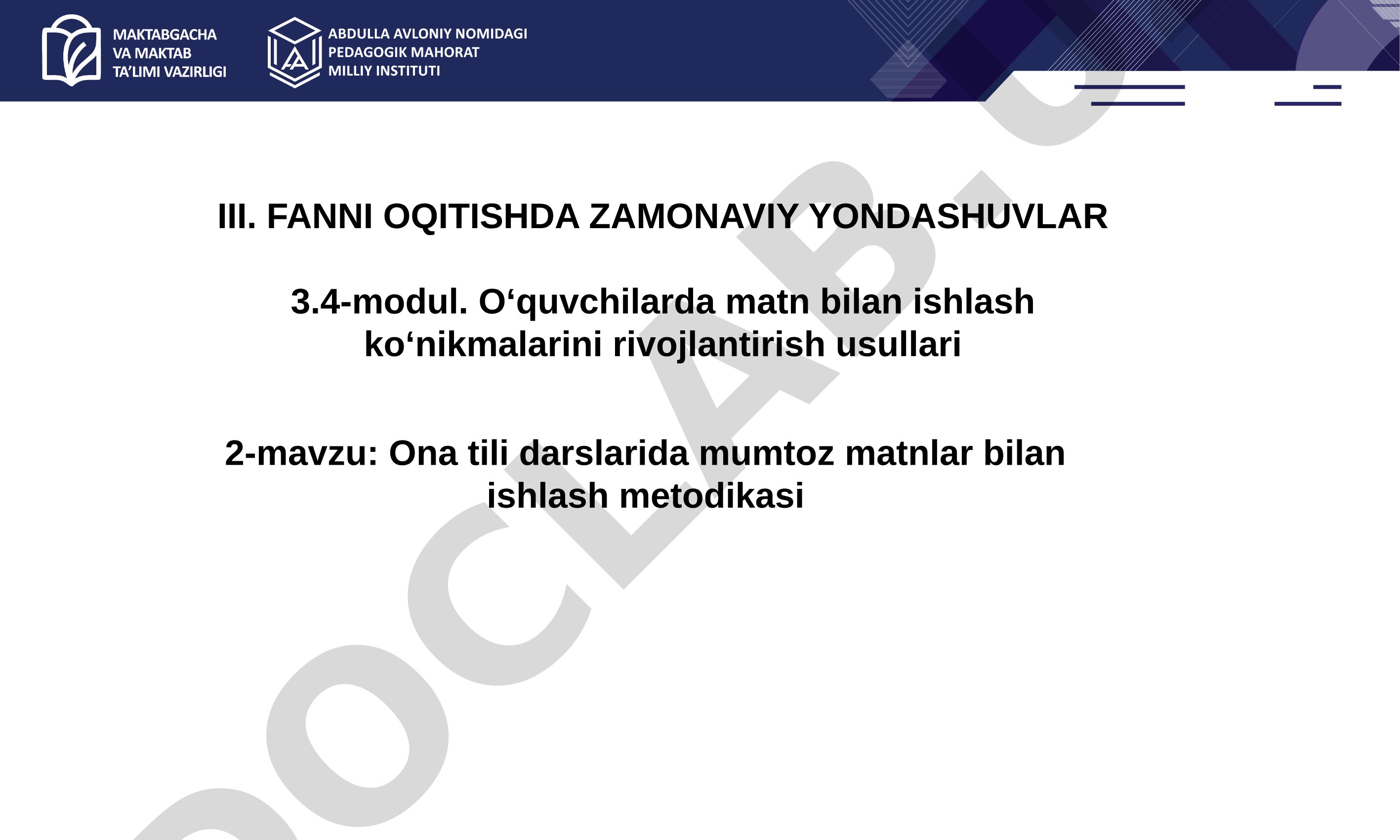 Ona tili darslarida mumtoz matnlar bilan ishlash metodikasi