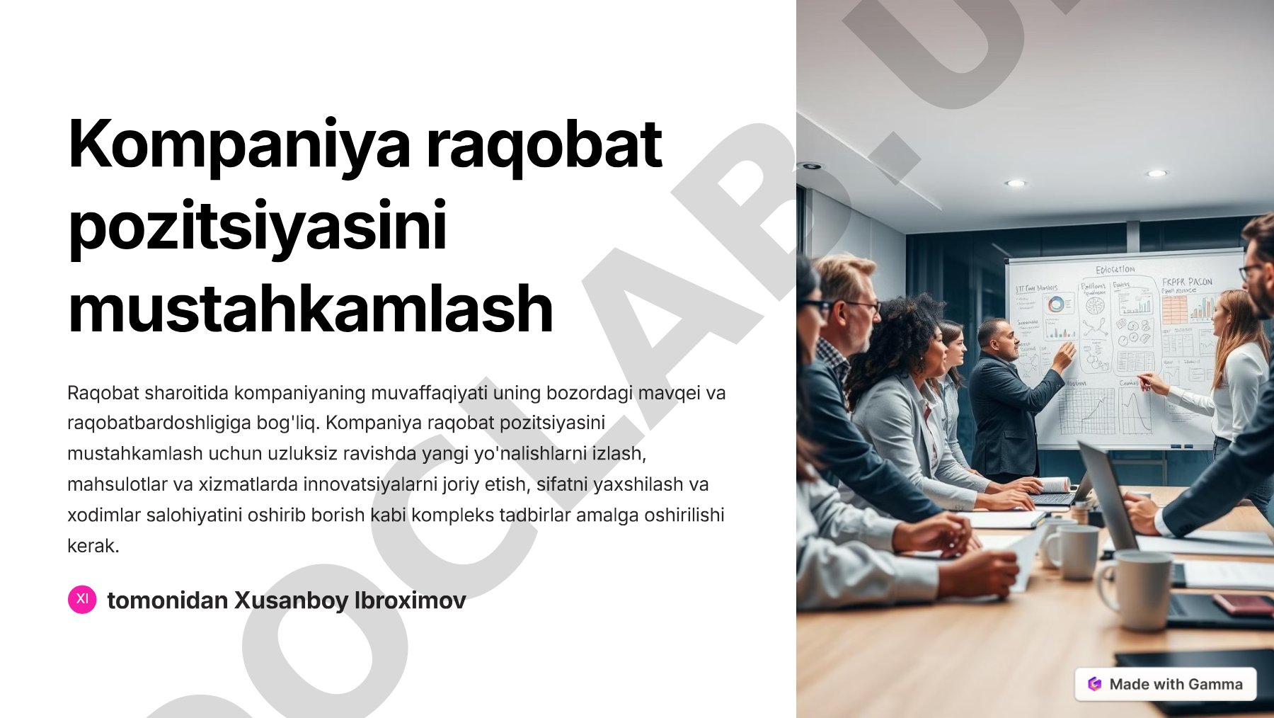 Kompaniya raqobat pozitsiyasini mustahkamlash