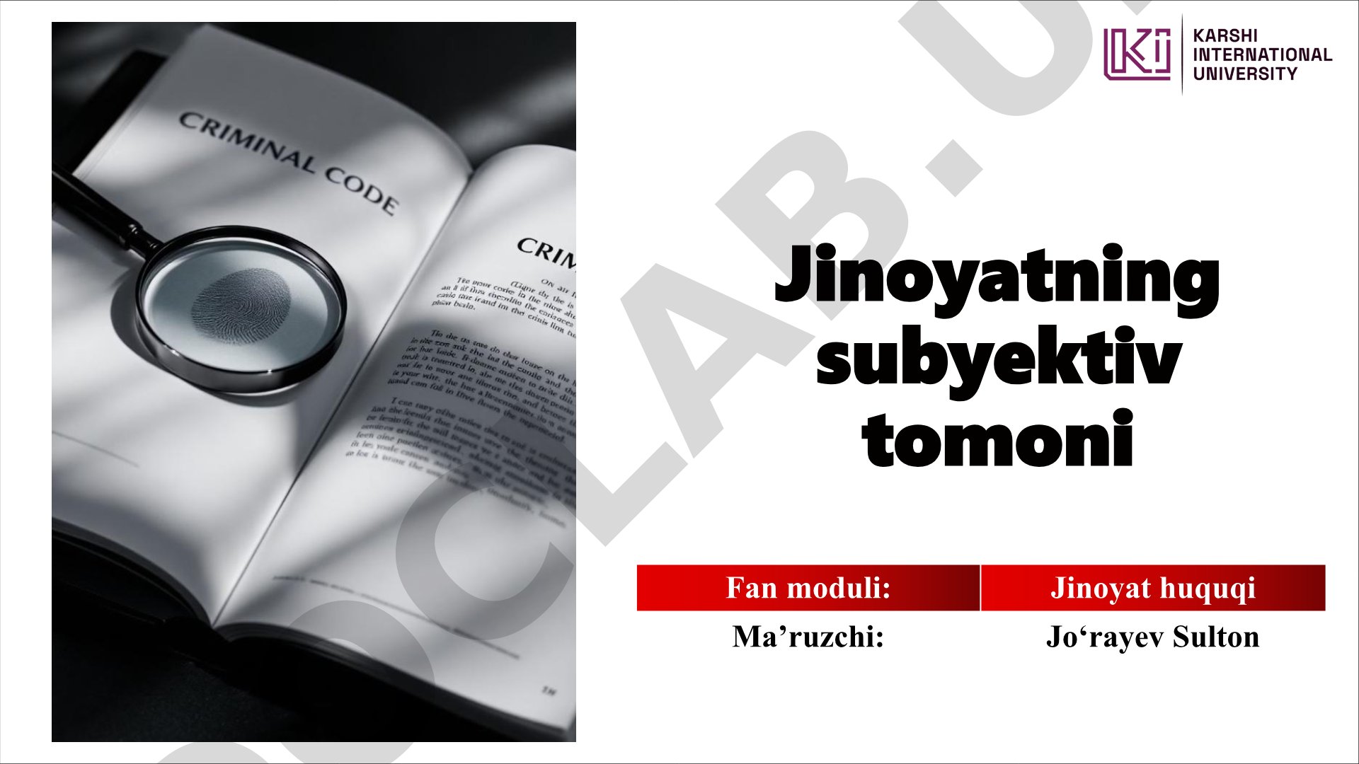 Jinoyatning subyektiv tomoni