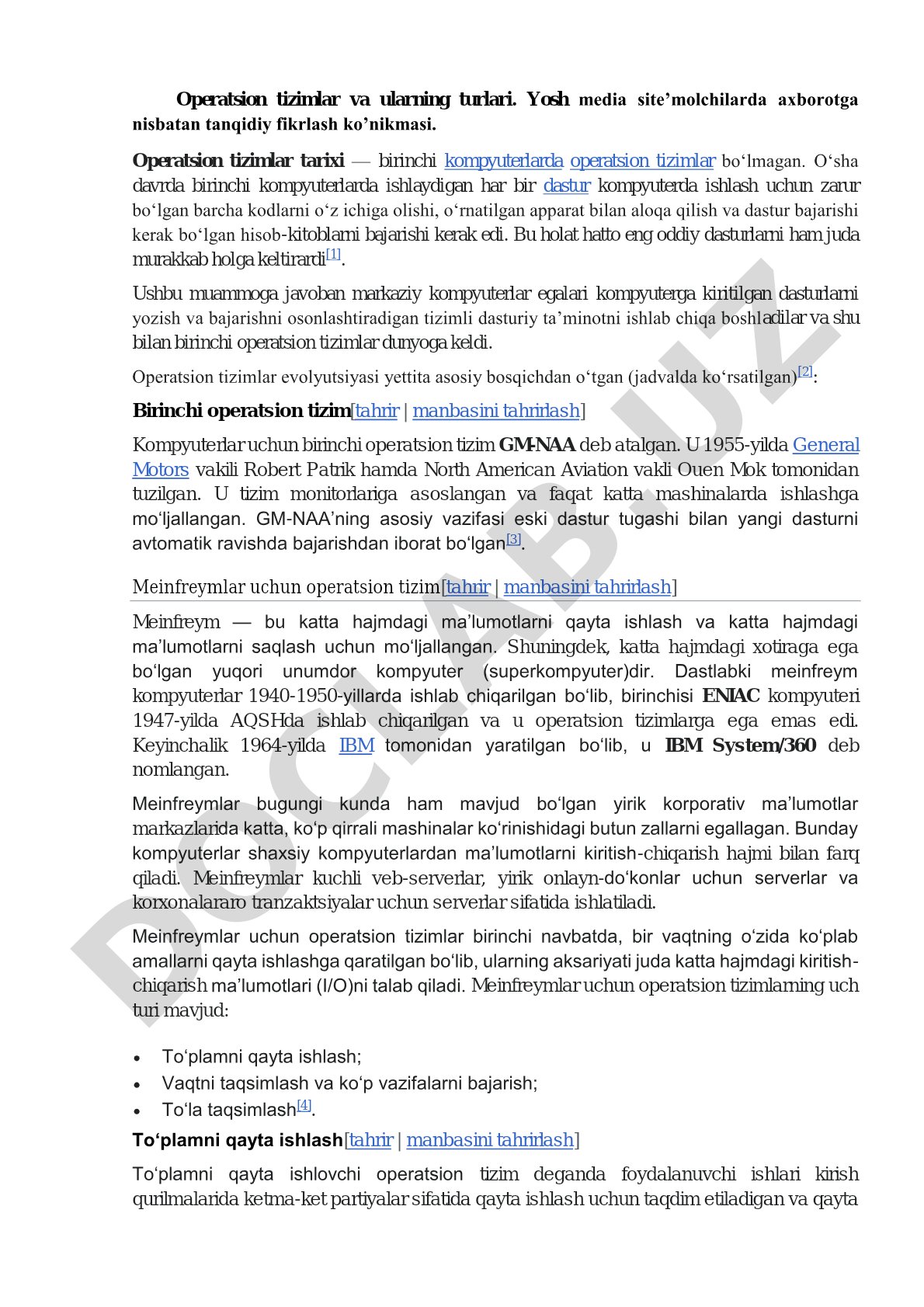 Operatsion tizimlar va ularning turlari