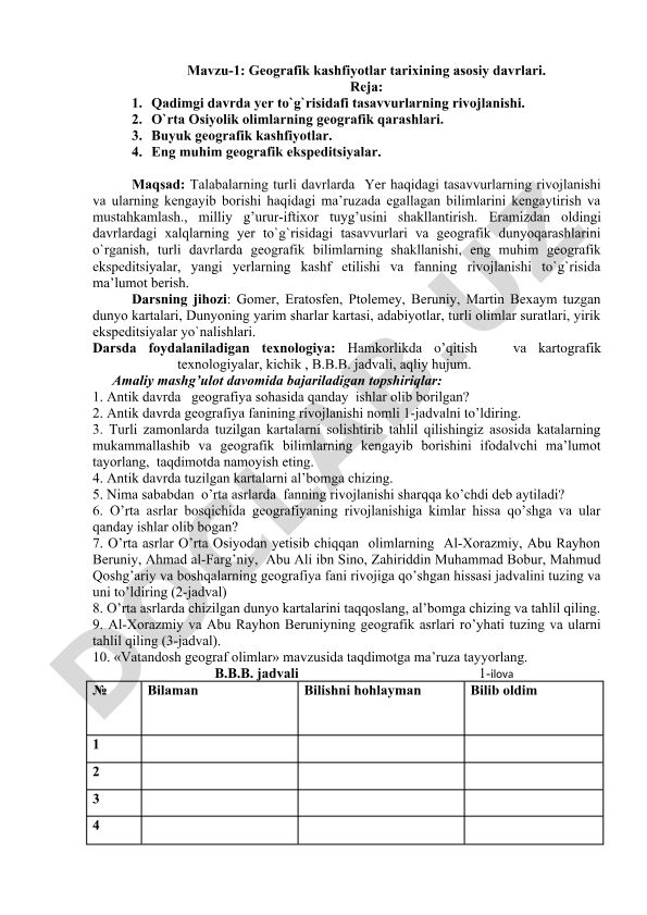 Geografik kashfiyotlar tarixining asosiy davrlari