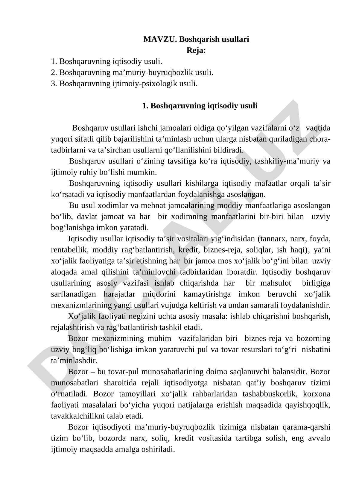 Boshqarish usullari