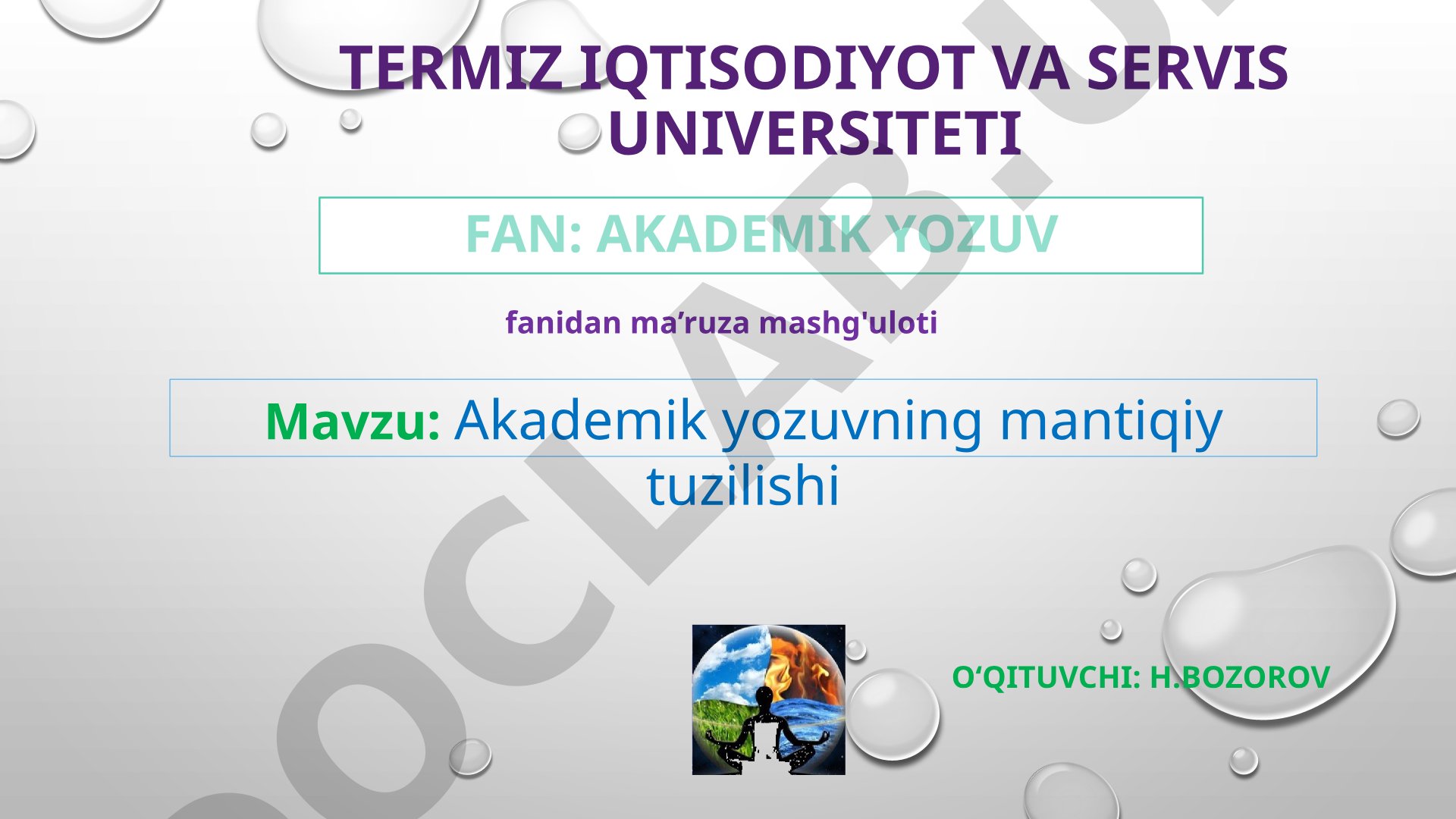 Akademik yozuvning mantiqiy tuzilishi