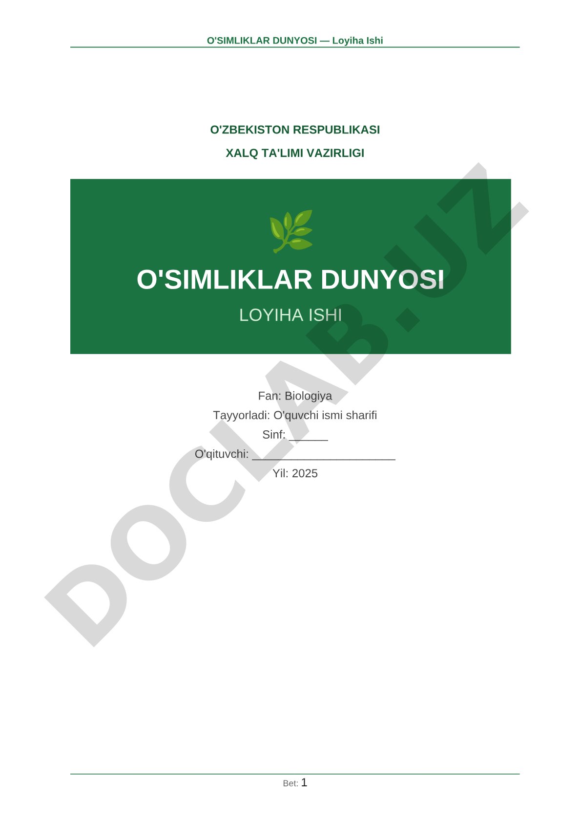 O'simliklar dunyosi