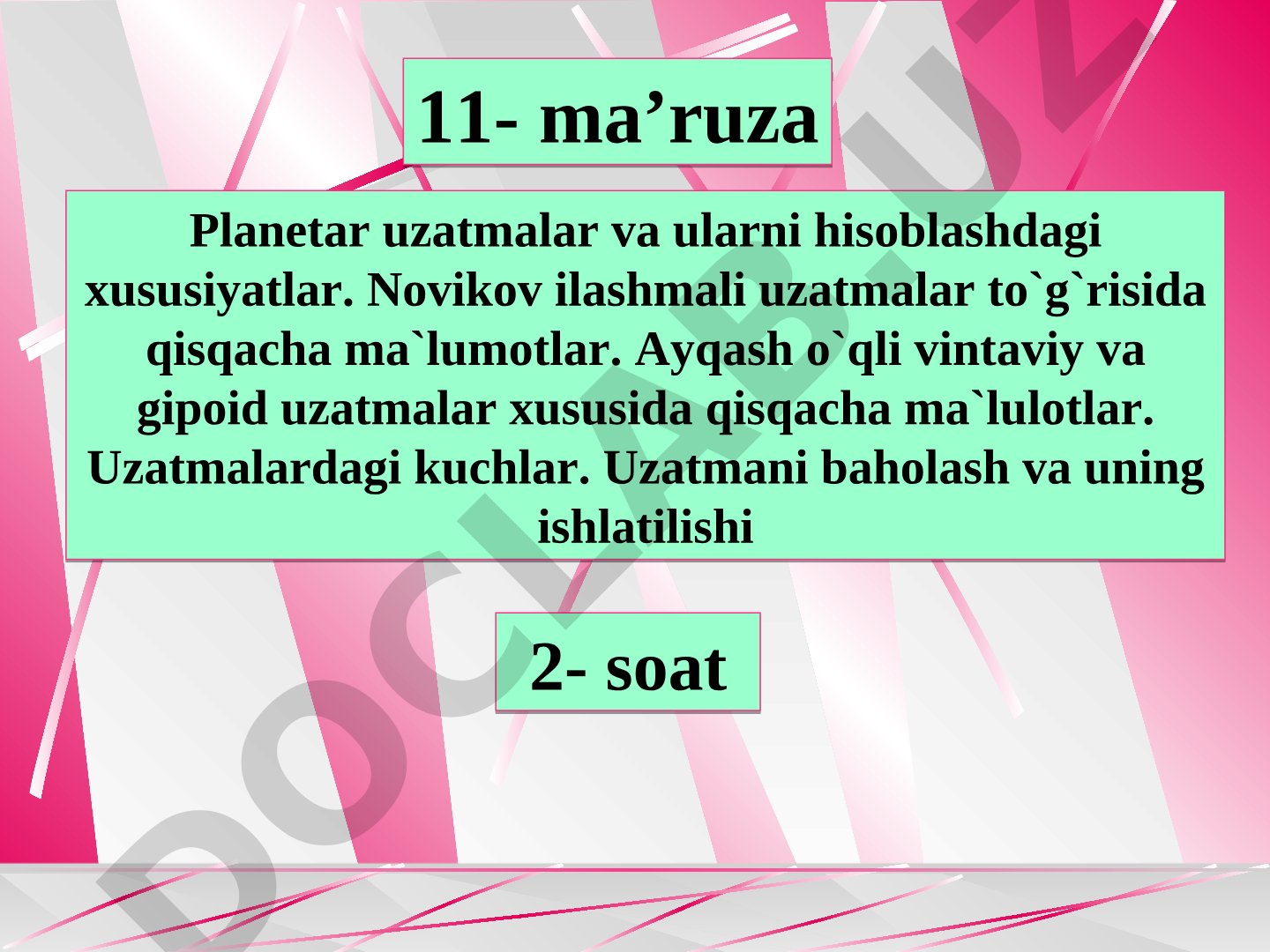 Planetar uzatmalar va ularni hisoblashdagi xususiyatlar