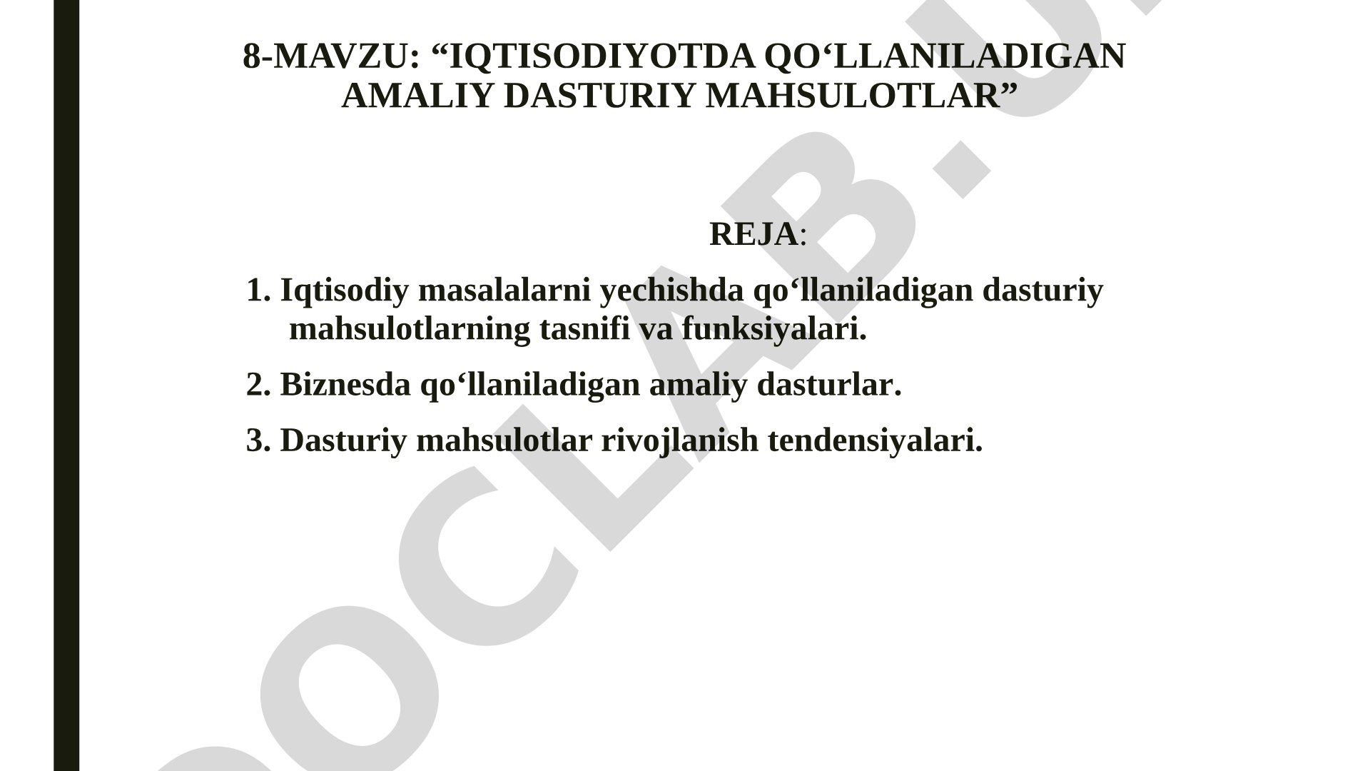 Iqtisodiyotda qo'llaniladigan amaliy dasturiy mahsulotlar