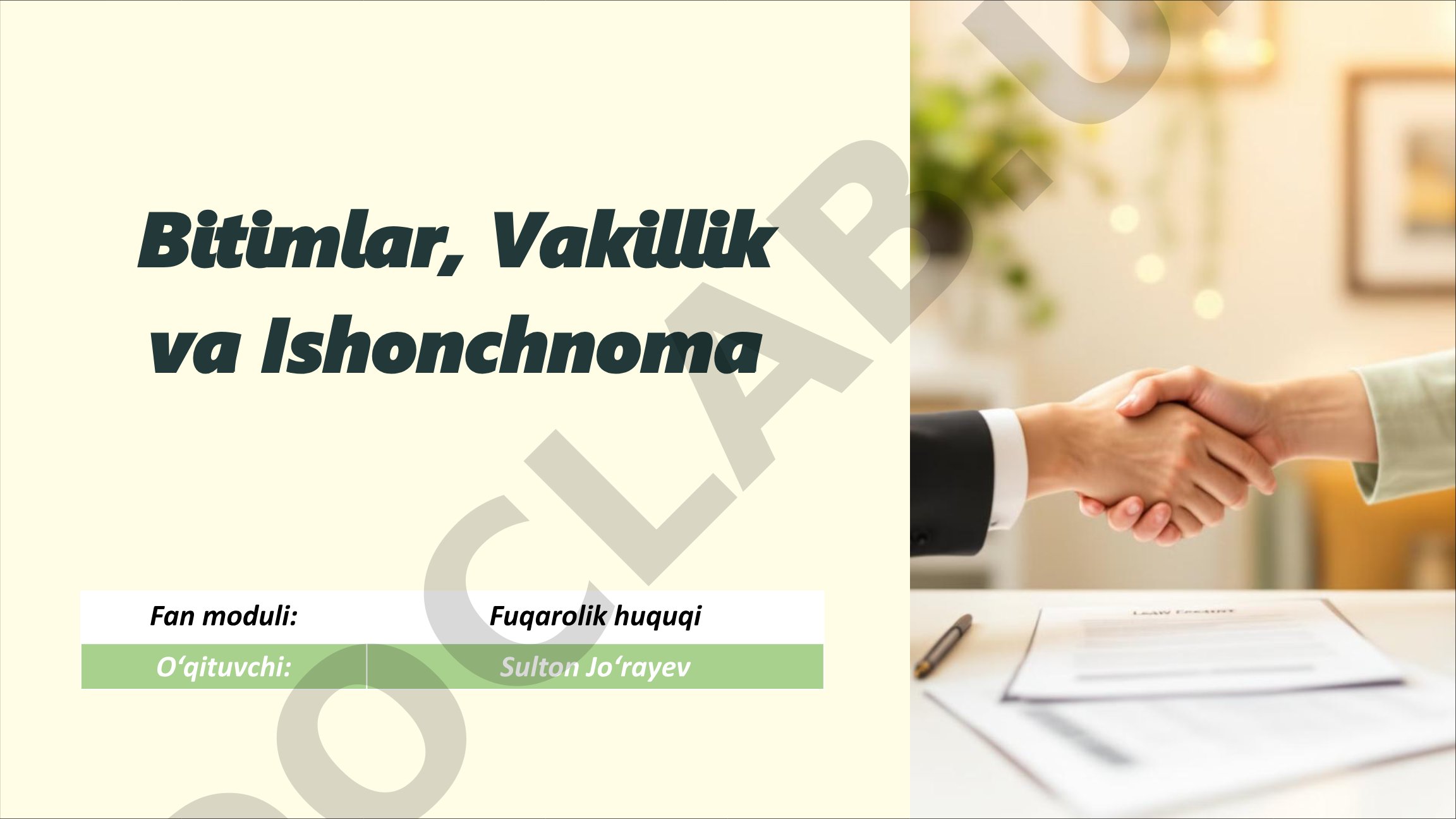 Bitimlar tushunchasi, turlari, shakllari va muddatlari