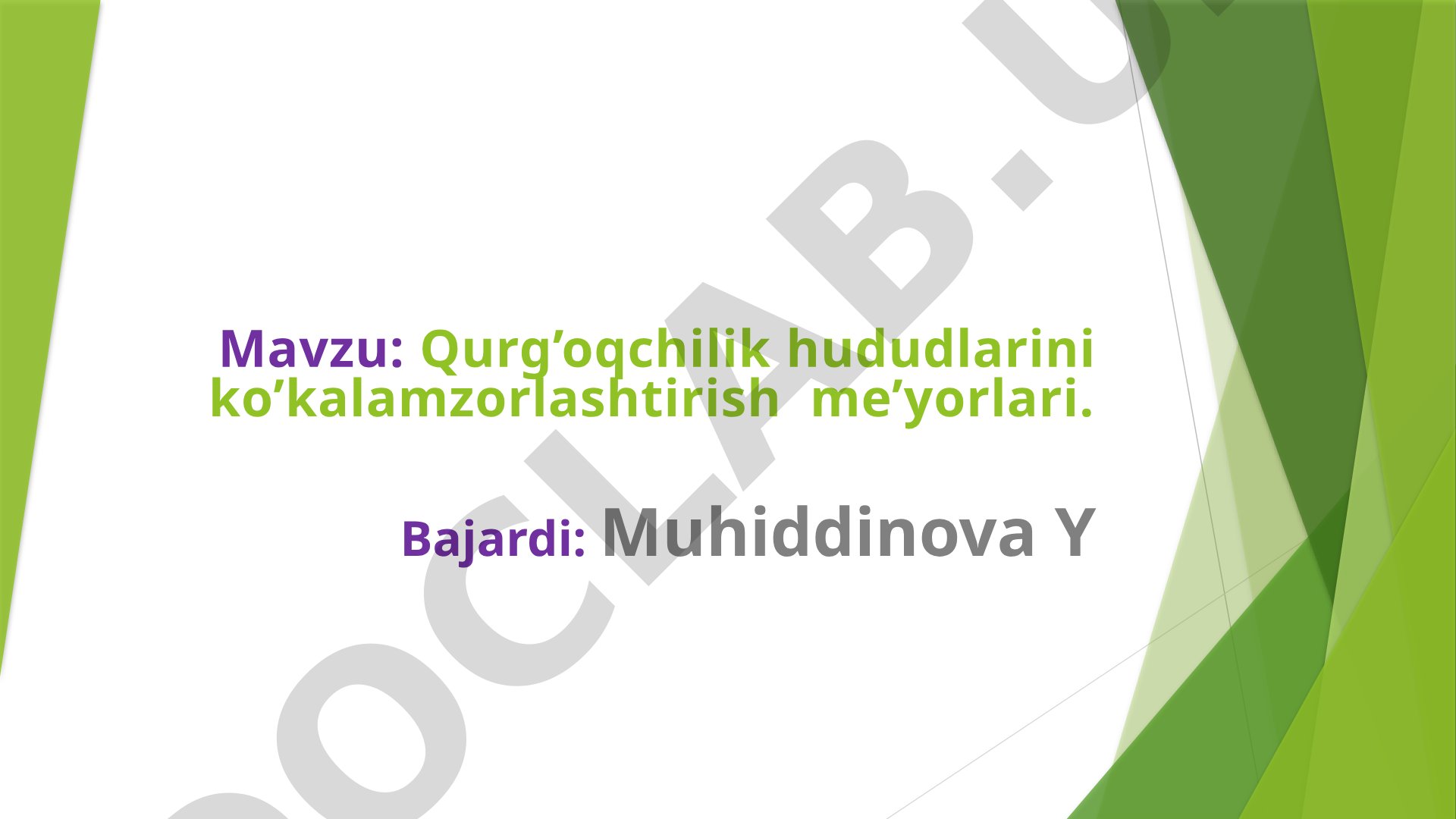 Qurg'oqchilik hududlarini ko'kalamzorlashtirish me'yorlari