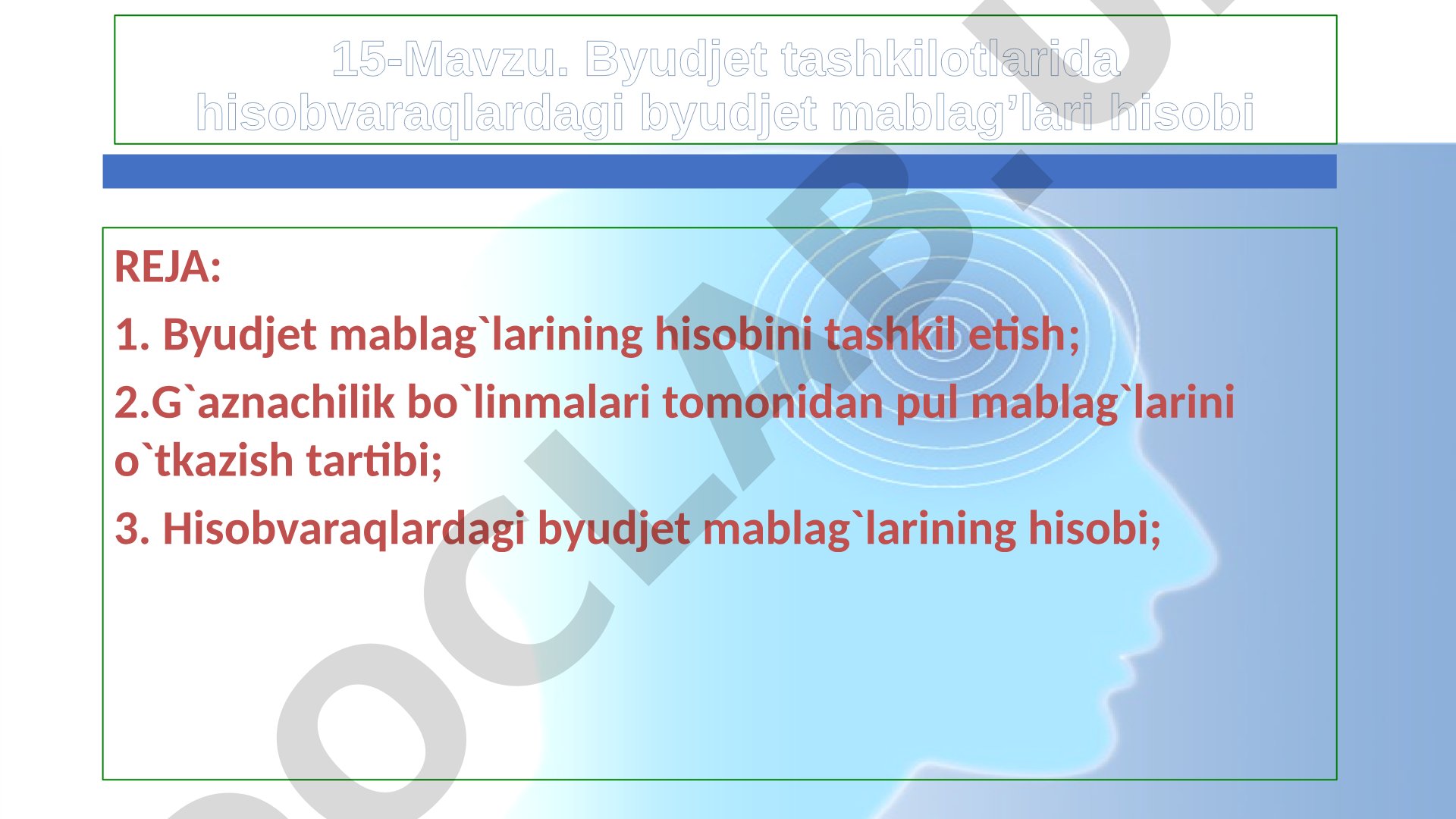 Byudjet tashkilotlarida hisobvaraqlardagi byudjet mablag’lari hisobi