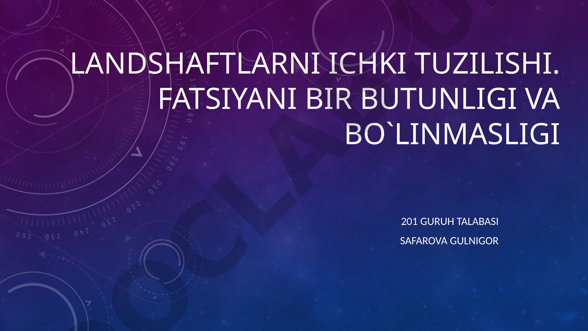 Landshaftlarning morfologik tuzilishi va fatsiyalar