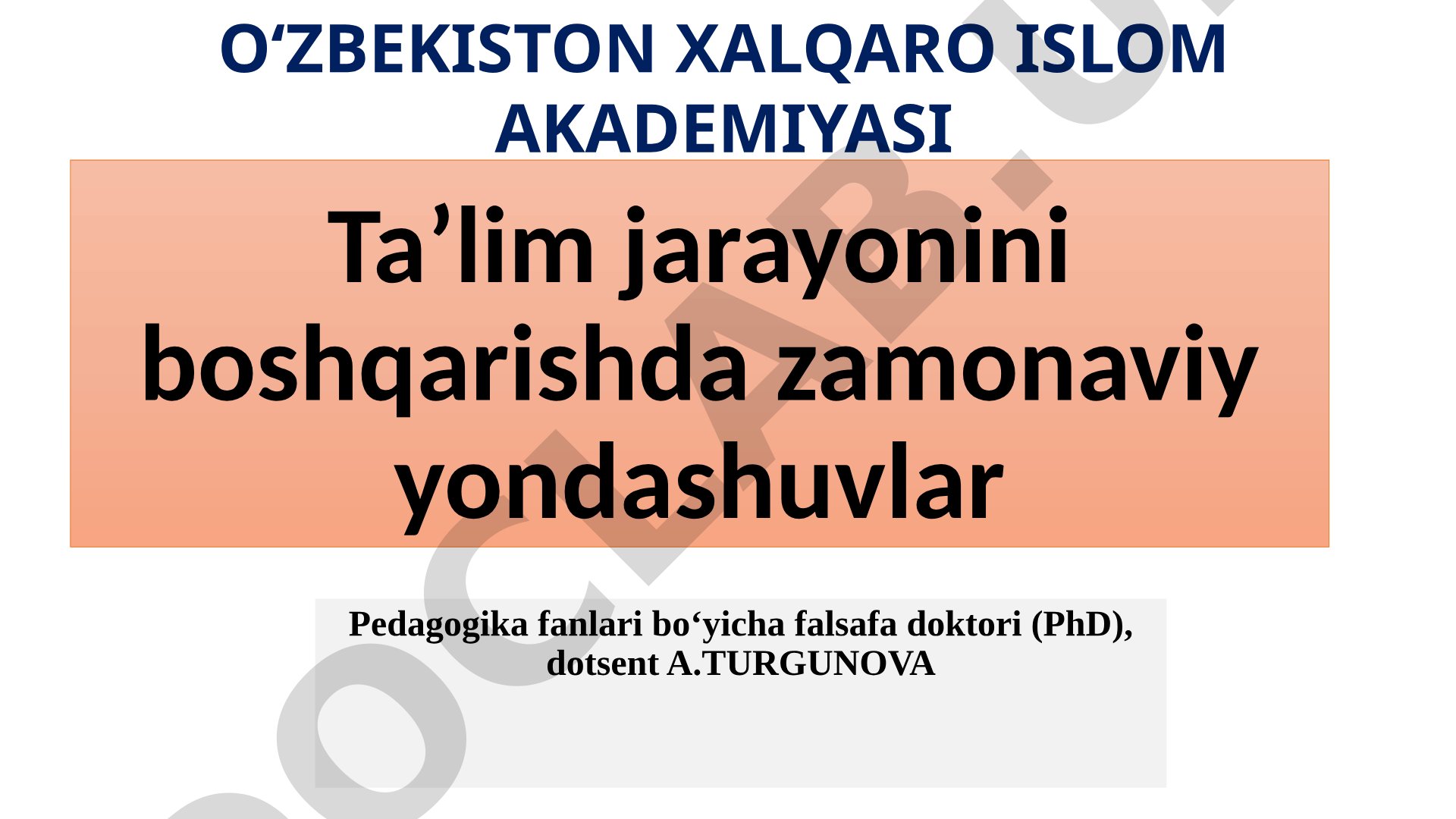 Ta'lim jarayonini boshqarishda zamonaviy yondashuvlar