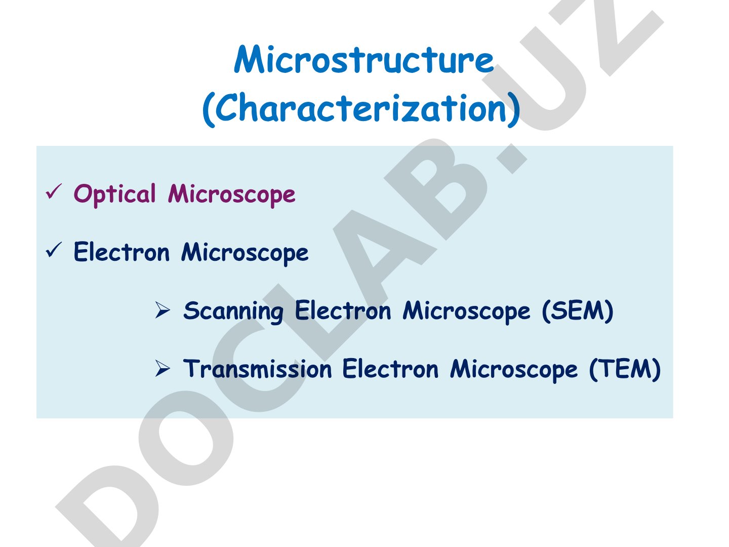 Microstructure Characterization Using Microscopes