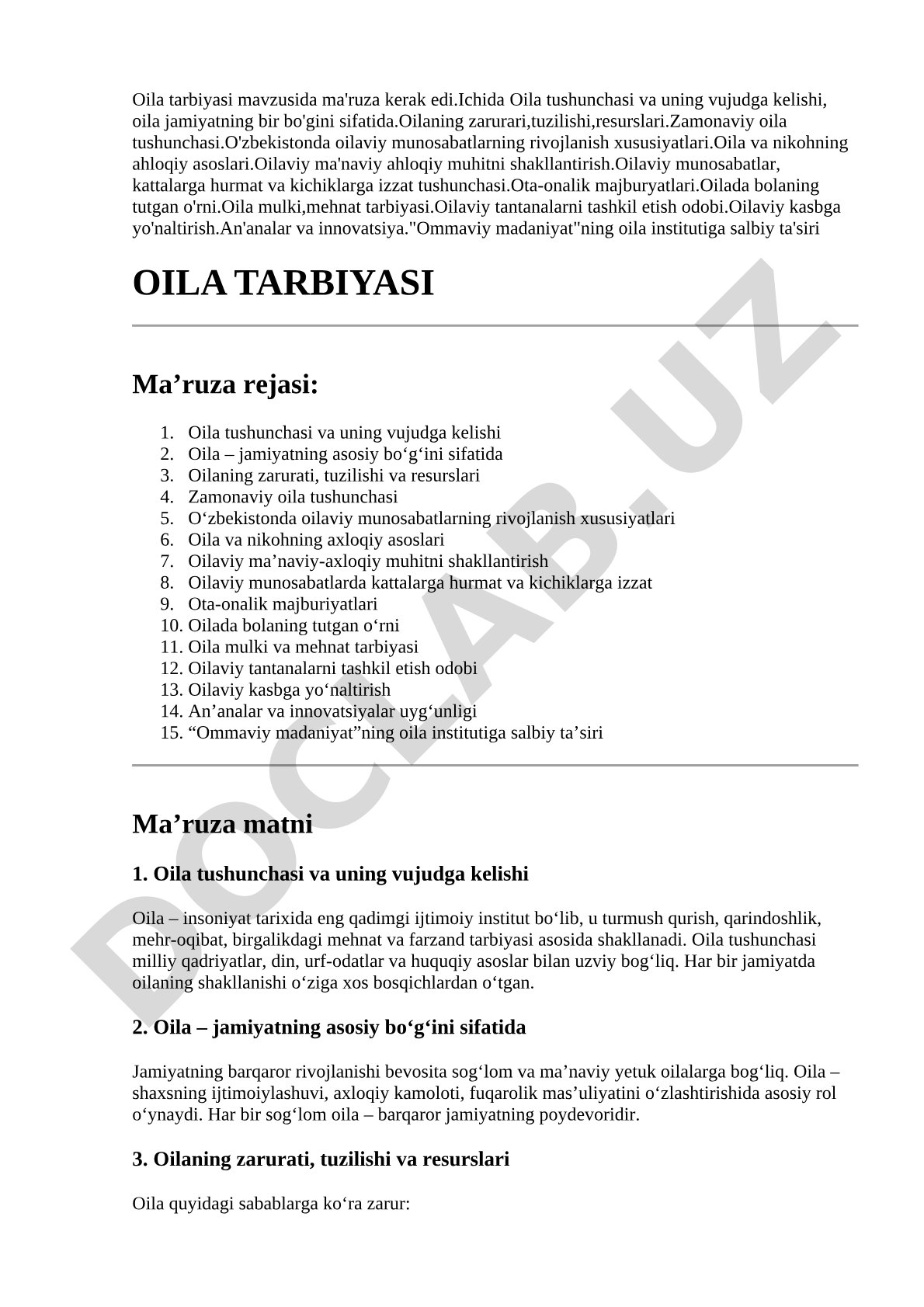 Oila tarbiyasi