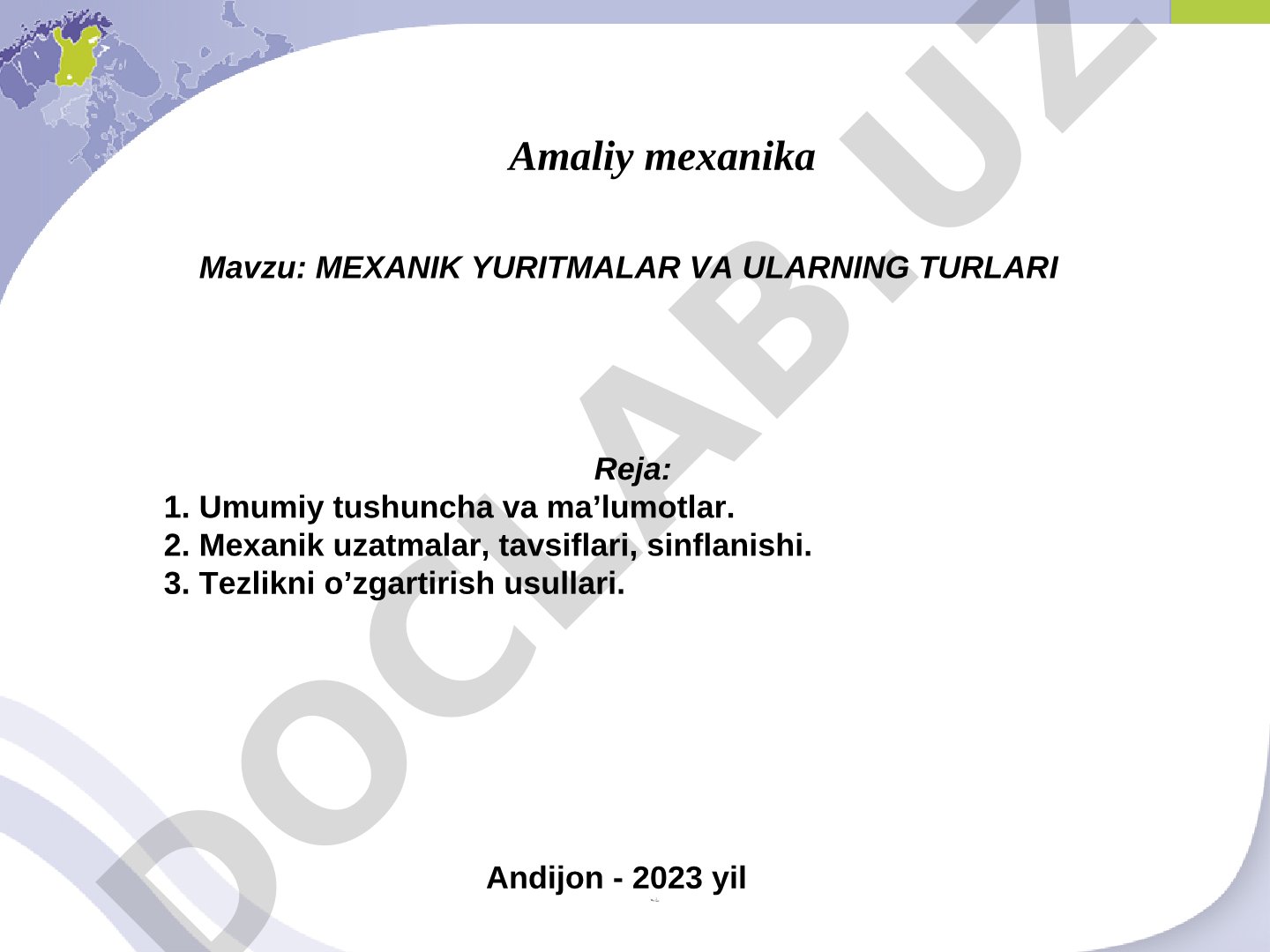 Mexanik yuritmalar va ularning turlari