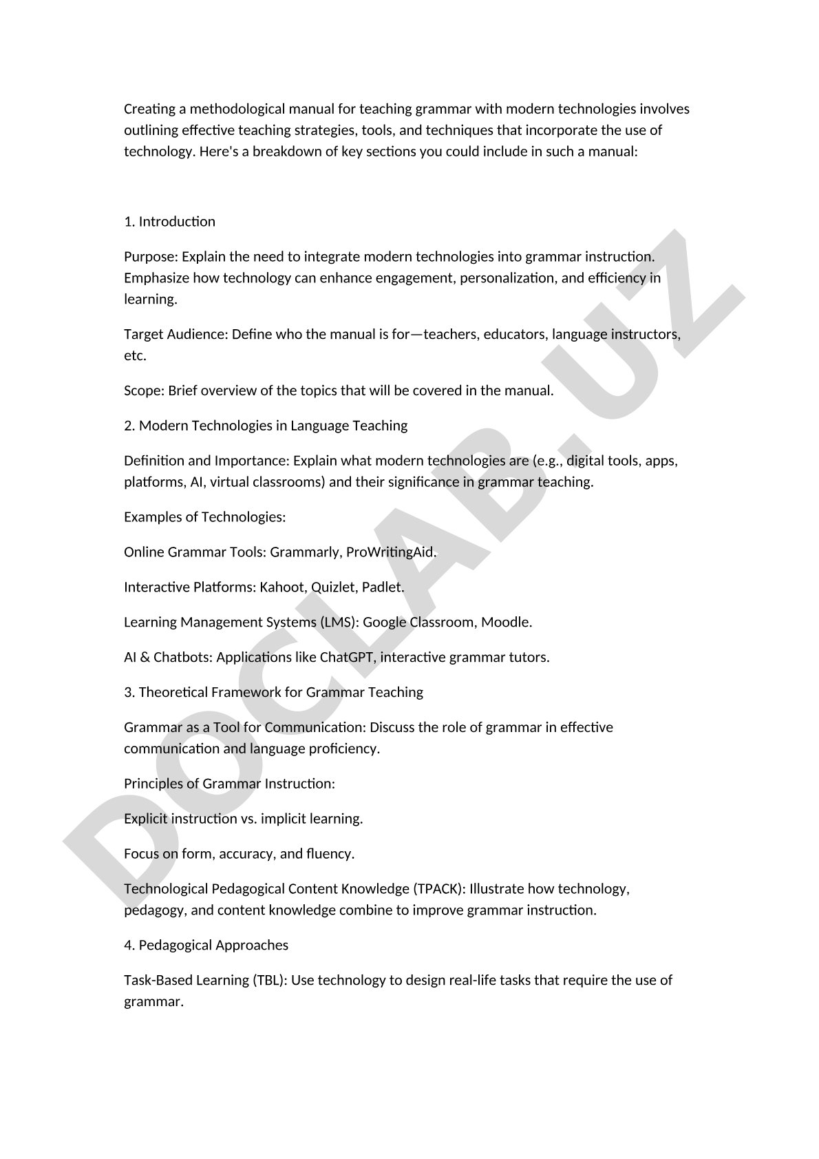 Methodological manual for teaching grammar with modern technologies