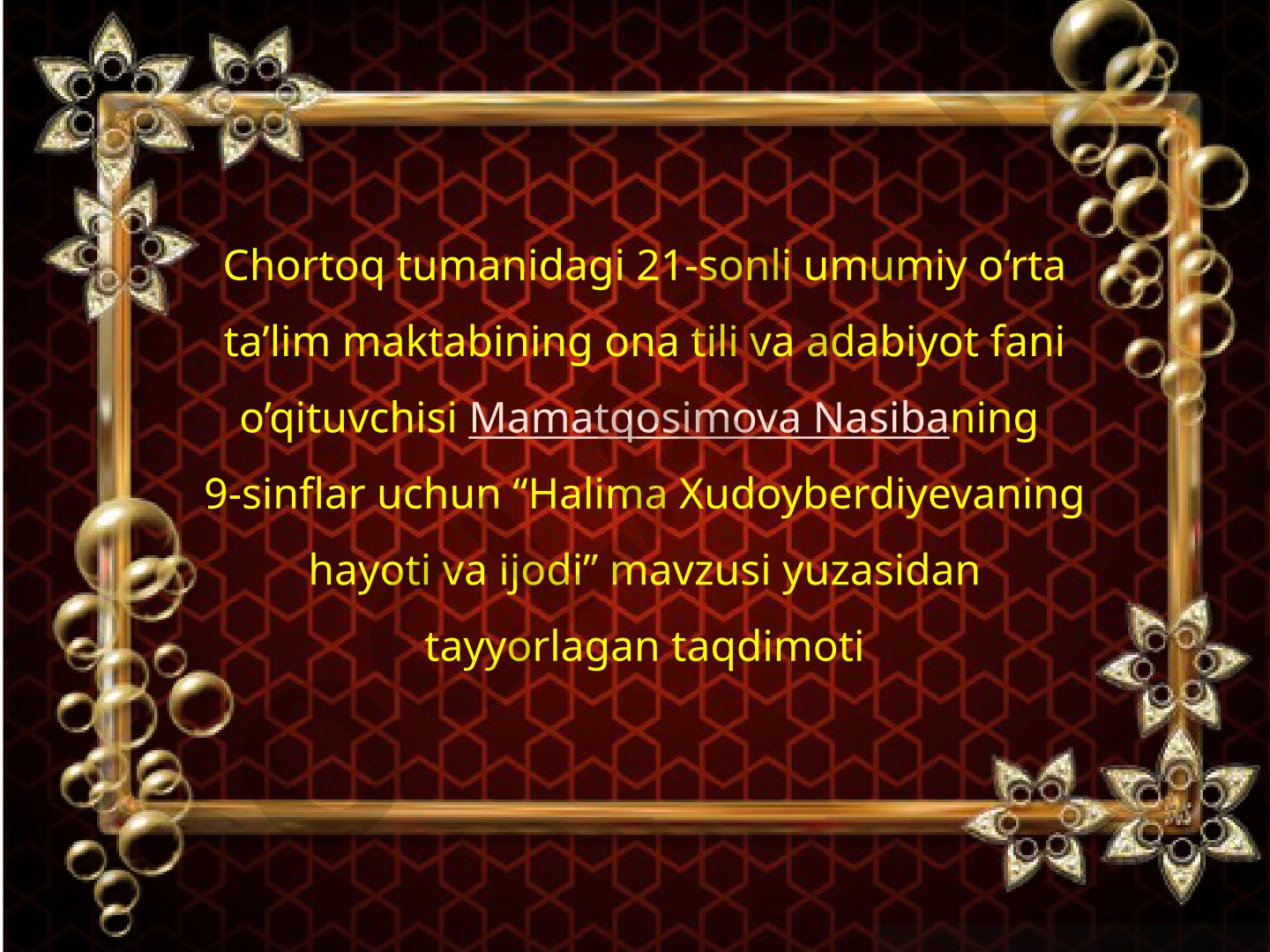 Halima Xudoyberdiyevaning hayoti va ijodi