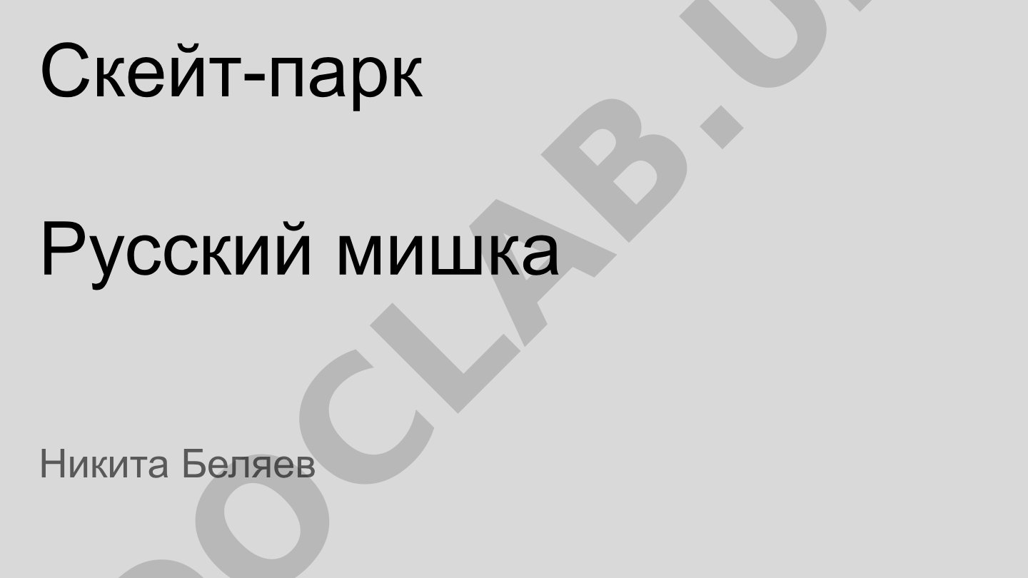 Скейт-парк «Русский мишка» — проект Никиты Беляева