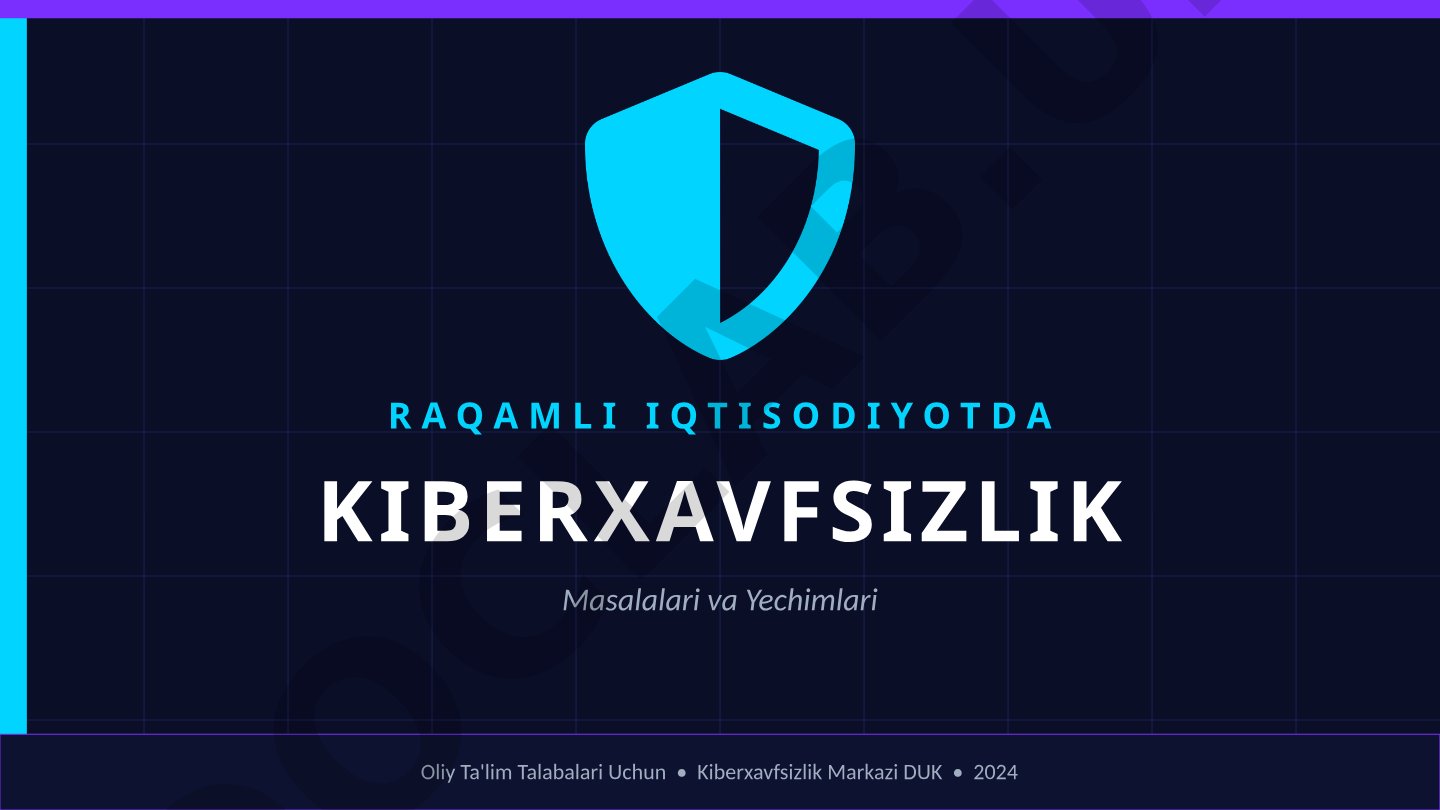 RAQAMLI IQTISODIYOTDA KIBERXAVFSIZLIK Masalalari va Yechimlari