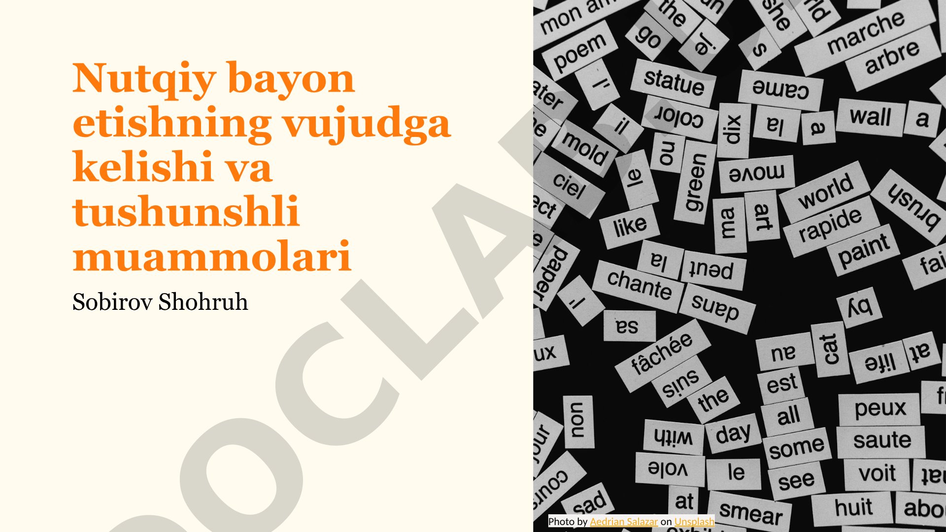 Nutqiy bayon etishning vujudga kelishi va tushunshli muammolari