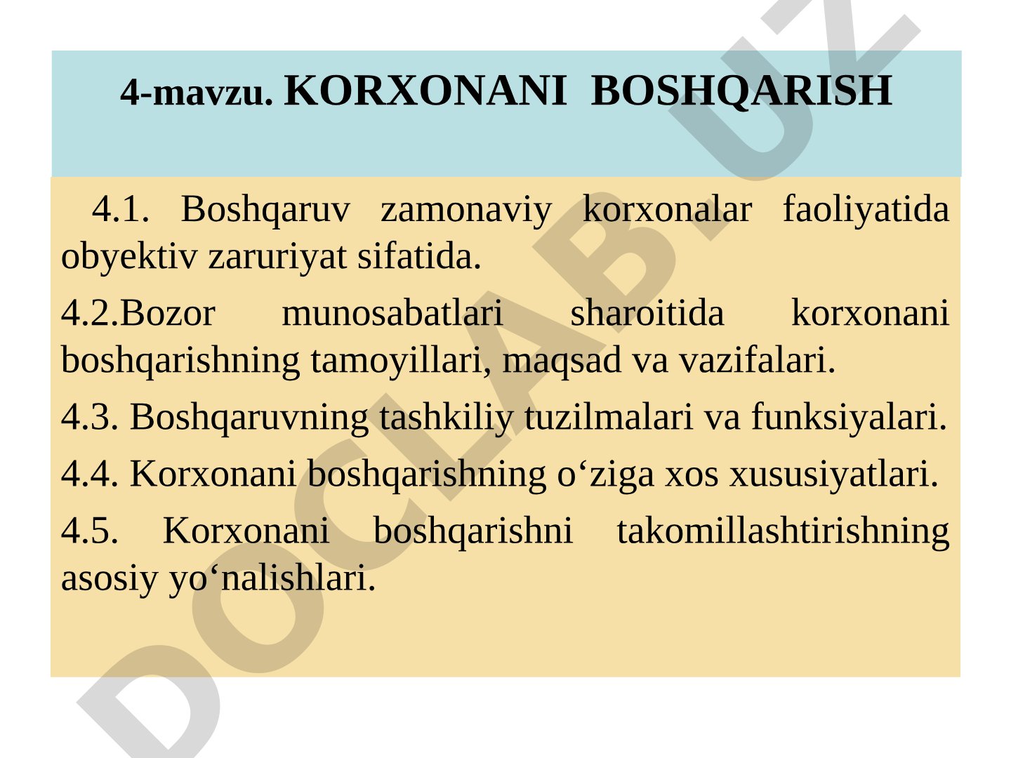 Korxonani boshqarish