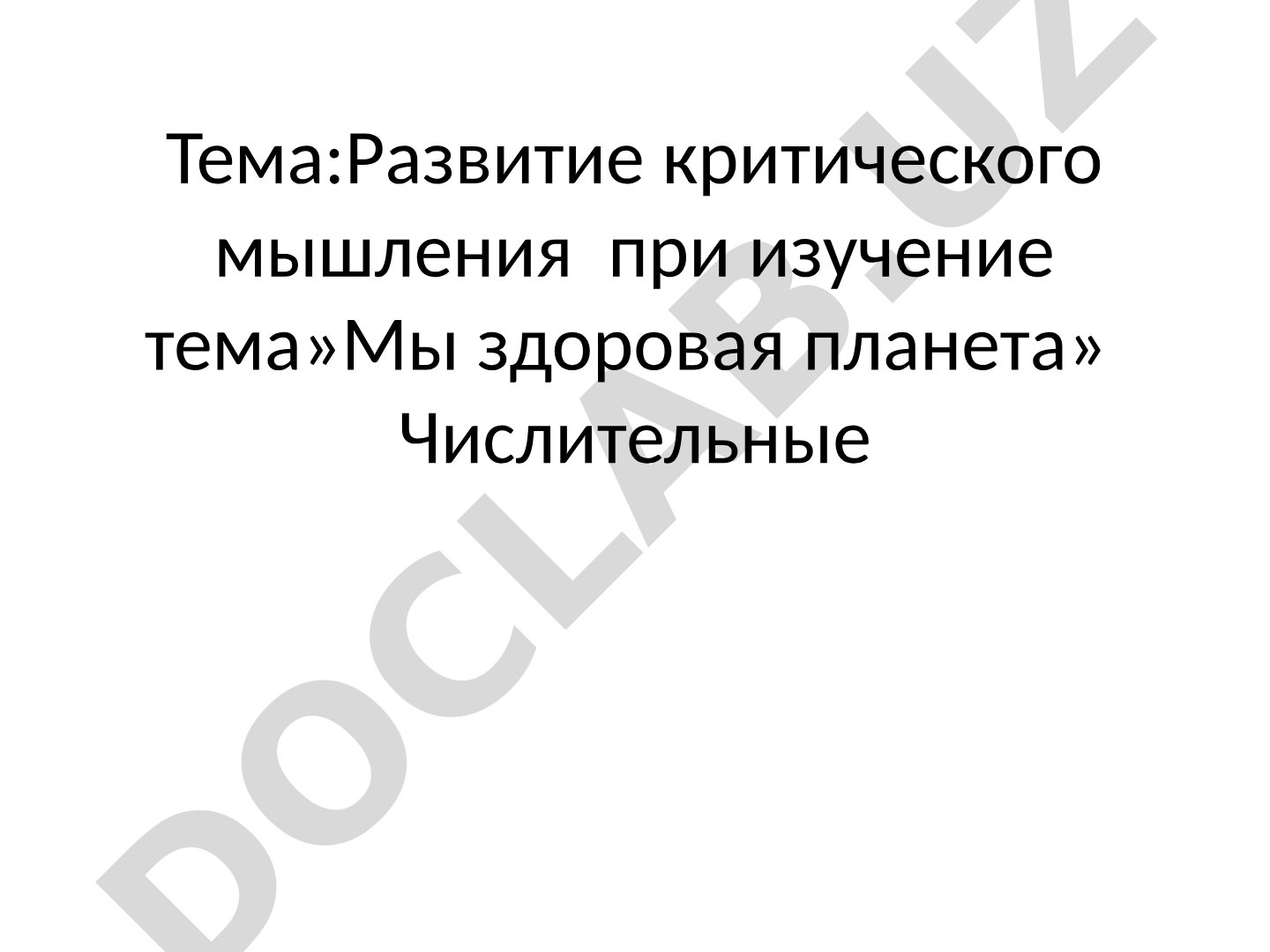 Развитие критического мышления при изучении темы «Мы здоровая планета»