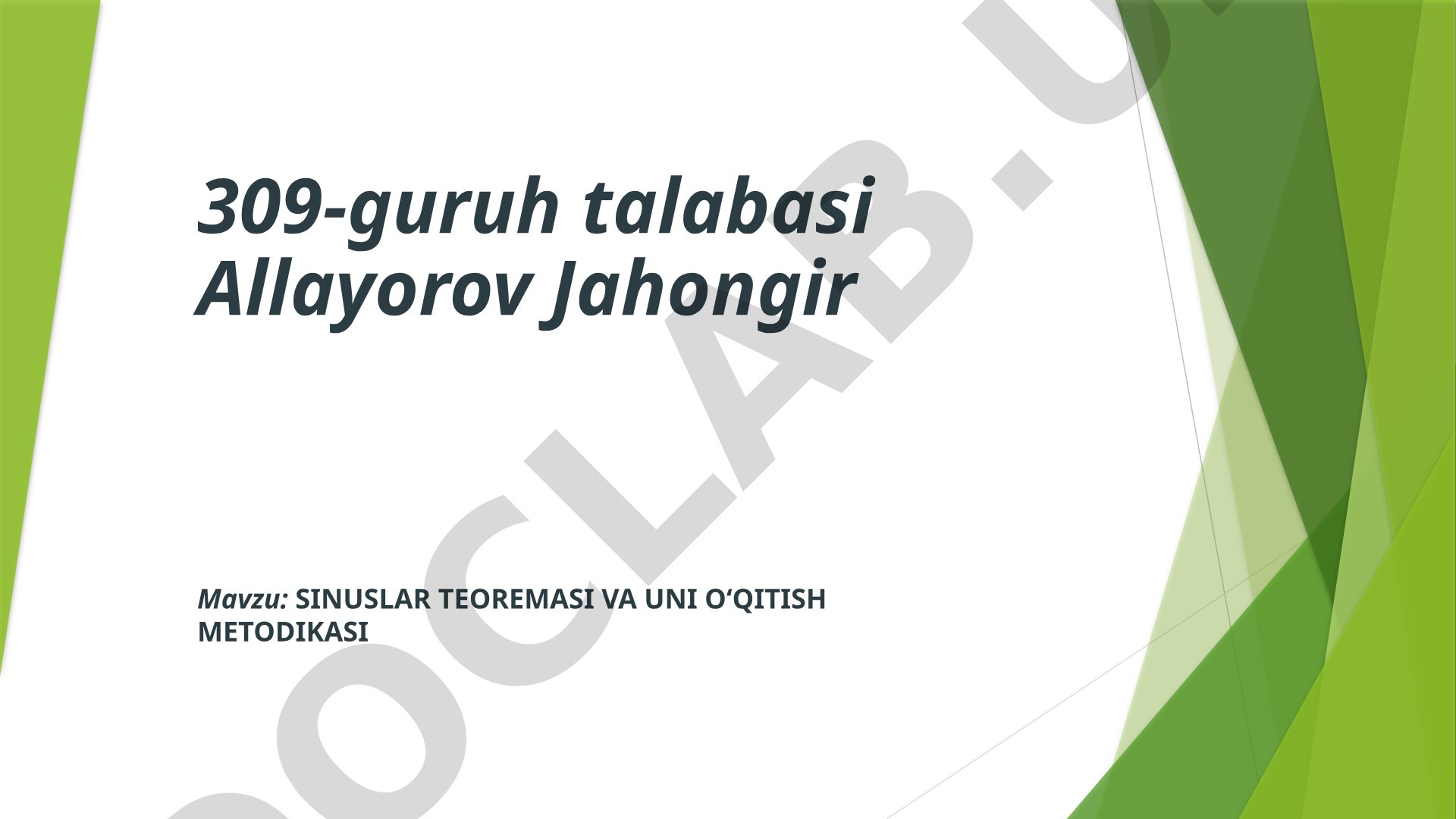 Sinuslar teoremasi va uni o'qitish metodikasi