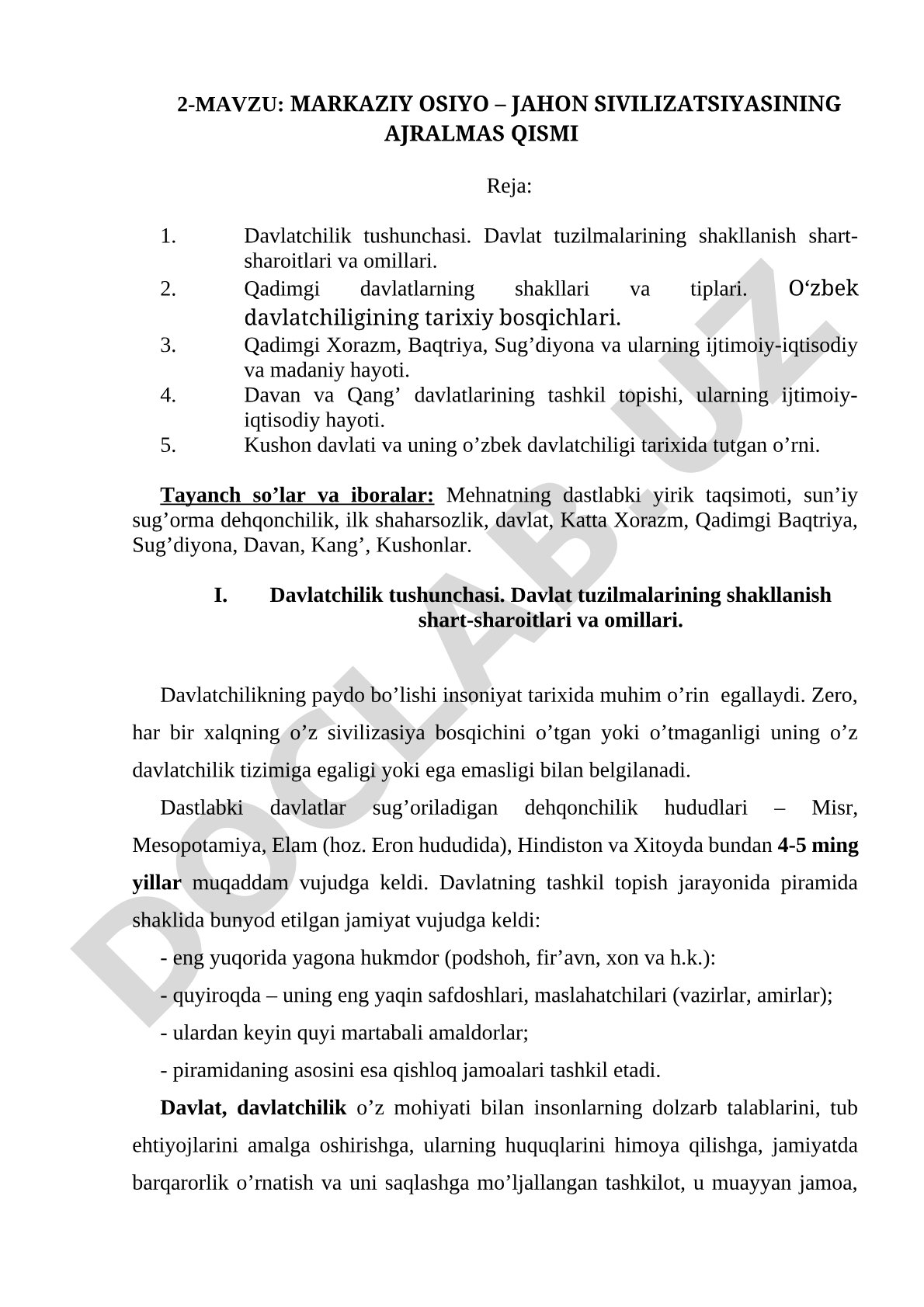 Markaziy Osiyo – jahon sivilizatsiyasining ajralmas qismi