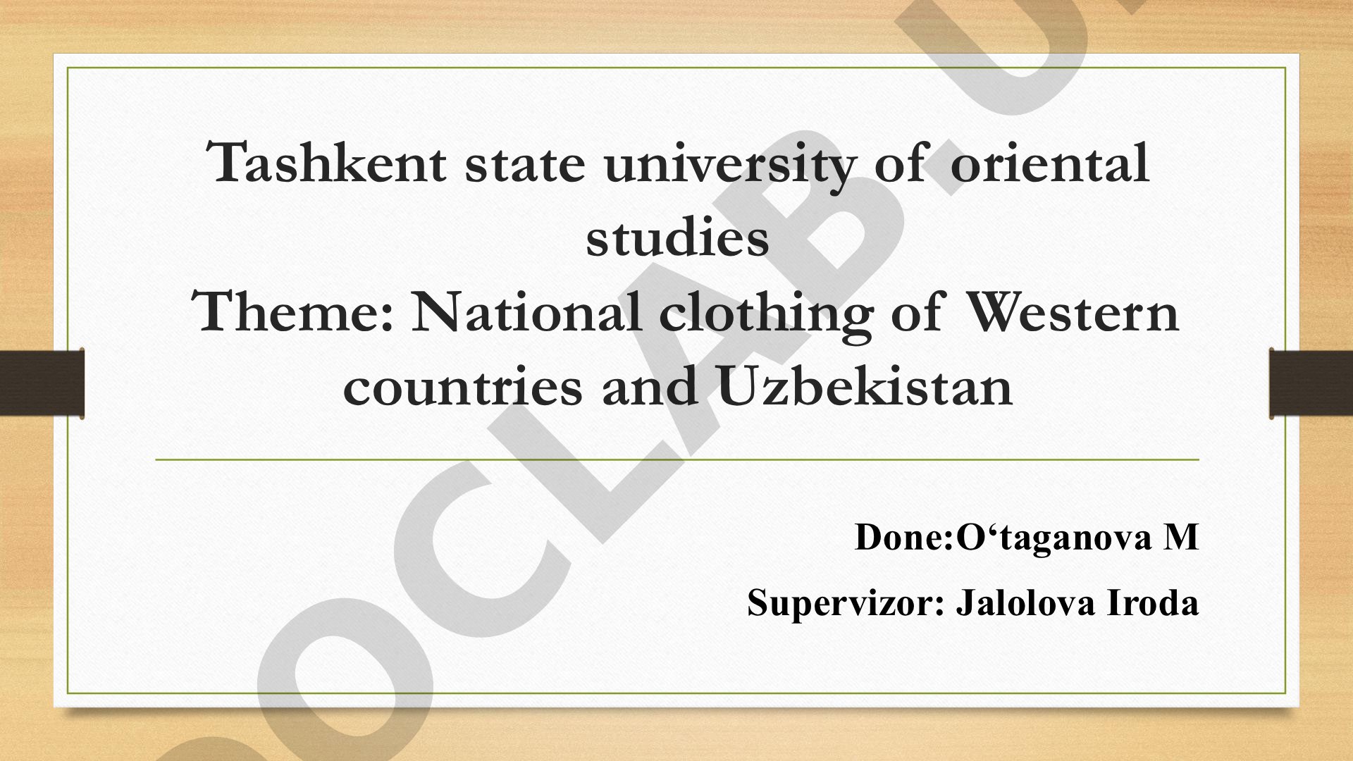 National clothing of Western countries and Uzbekistan