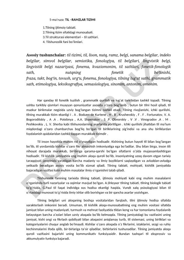 Til – ramzlar tizimi va tilshunoslik asoslari
