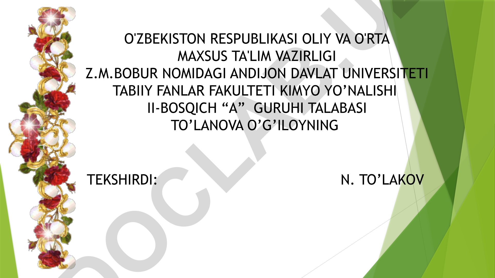 Anorning shifobaxsh xususiyatlari