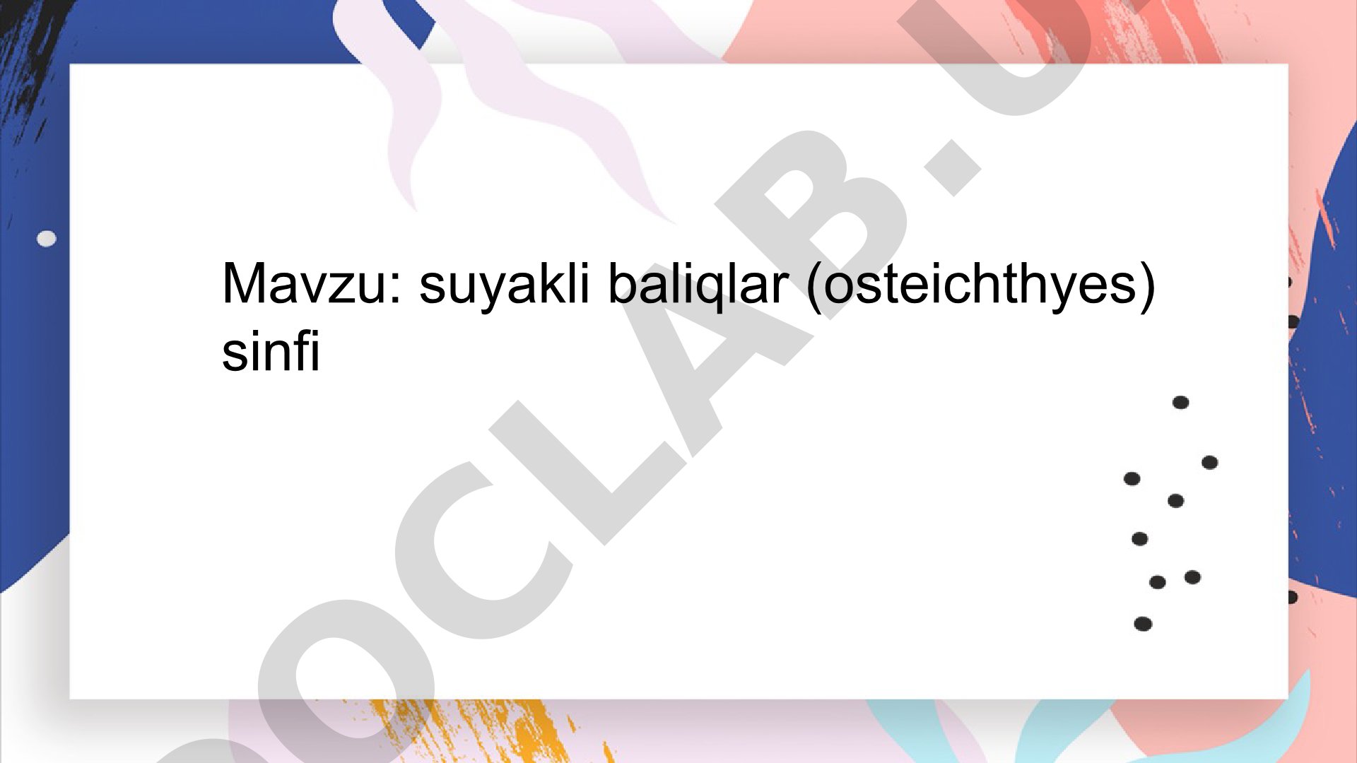 suyakli baliqlar (osteichthyes) sinfi