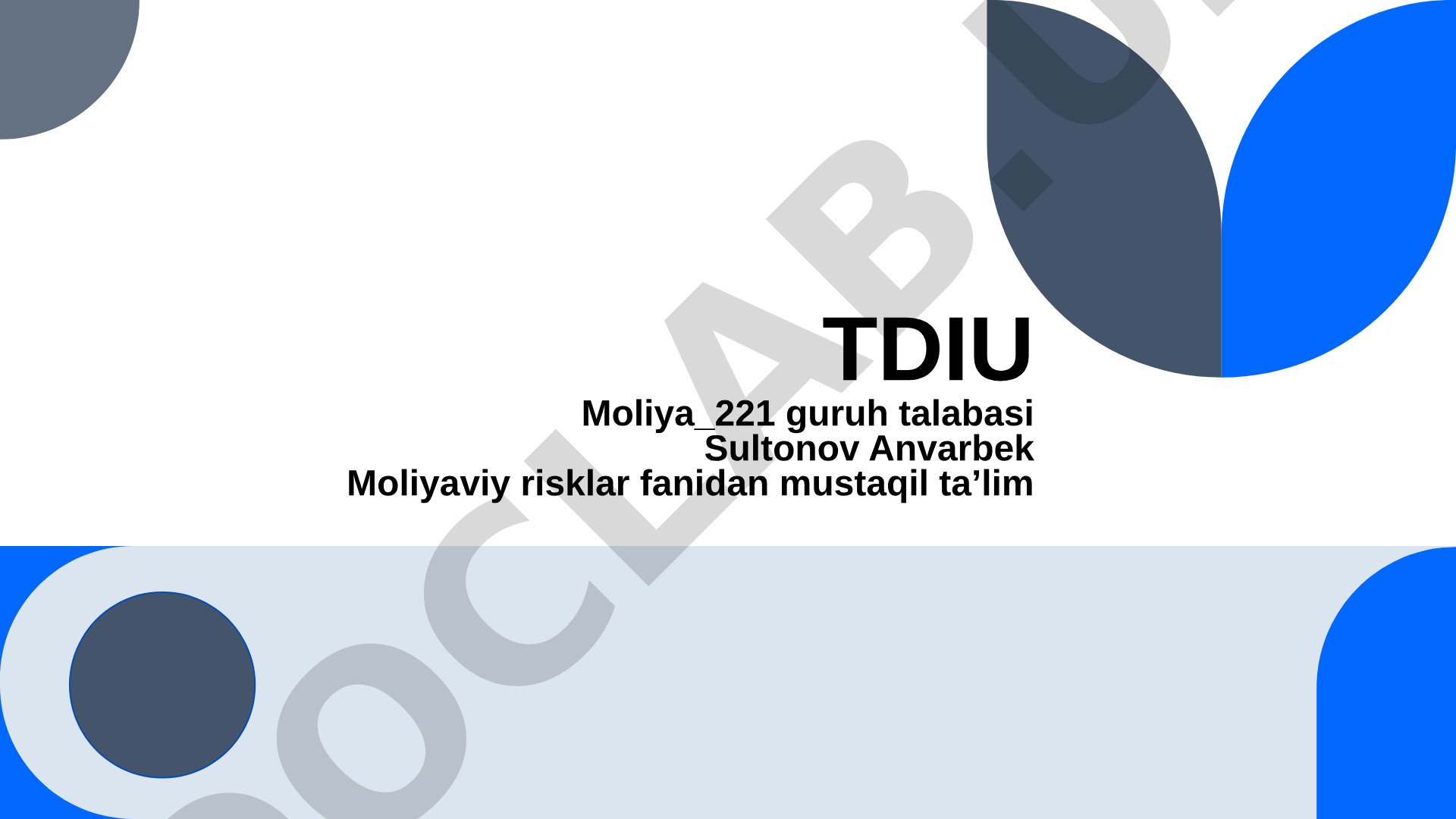 Moliyaviy risk tushunchasi, turlari, baholash bosqichlari va asosiy ko'rsatkichlar