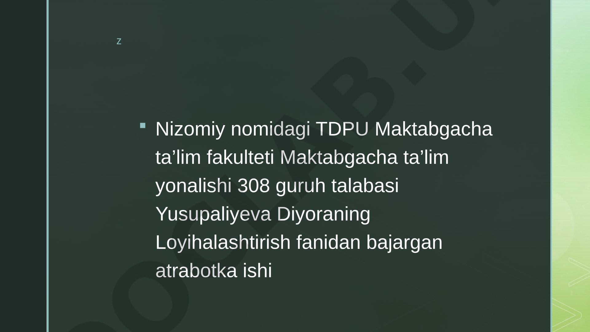 Maktabgacha ta’limni o‘qitish texnologiyalari va loyihalashtirish