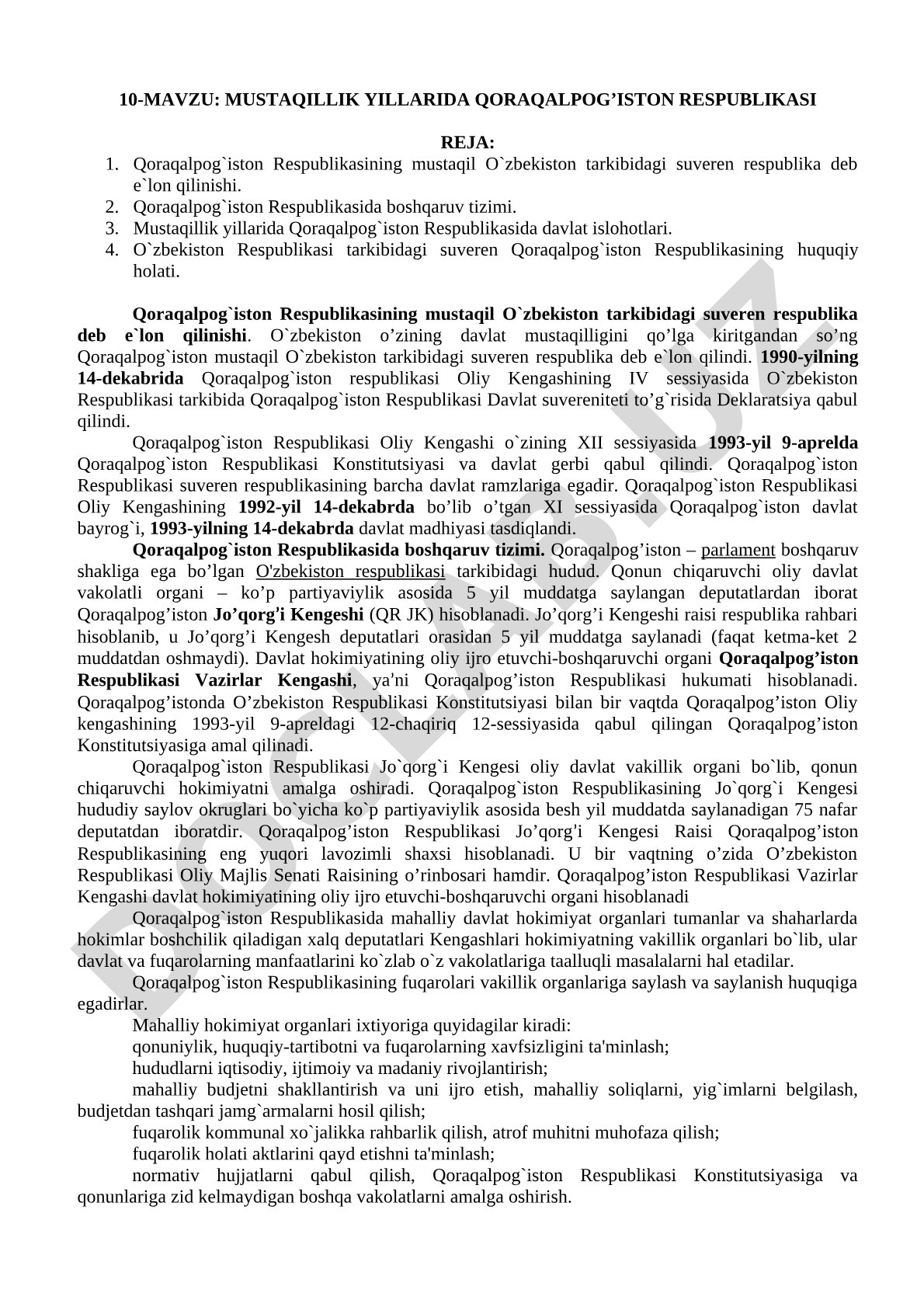 Mustaqillik yillarida Qoraqalpog'iston Respublikasi
