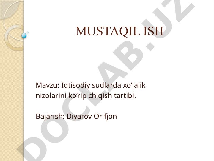 Iqtisodiy sudlarda xo'jalik nizolarini ko'rip chiqish tartibi
