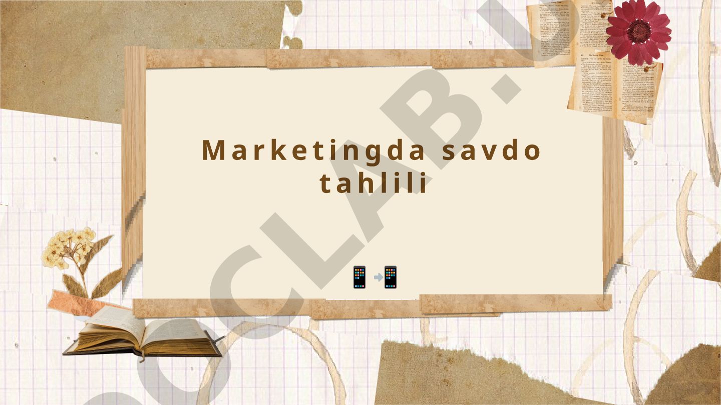 Marketingda savdo tahlili: asosiy tushunchalar va usullar