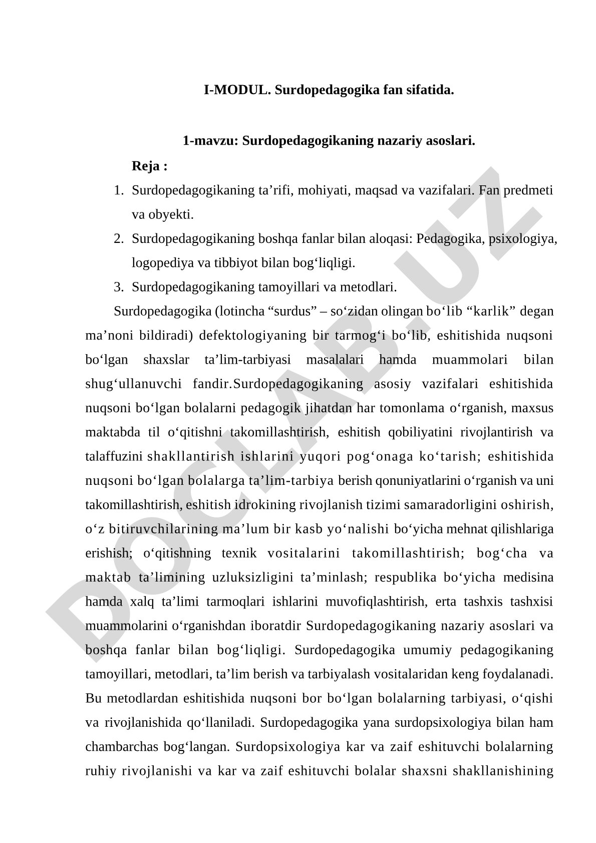 Surdopedagogikaning nazariy asoslari