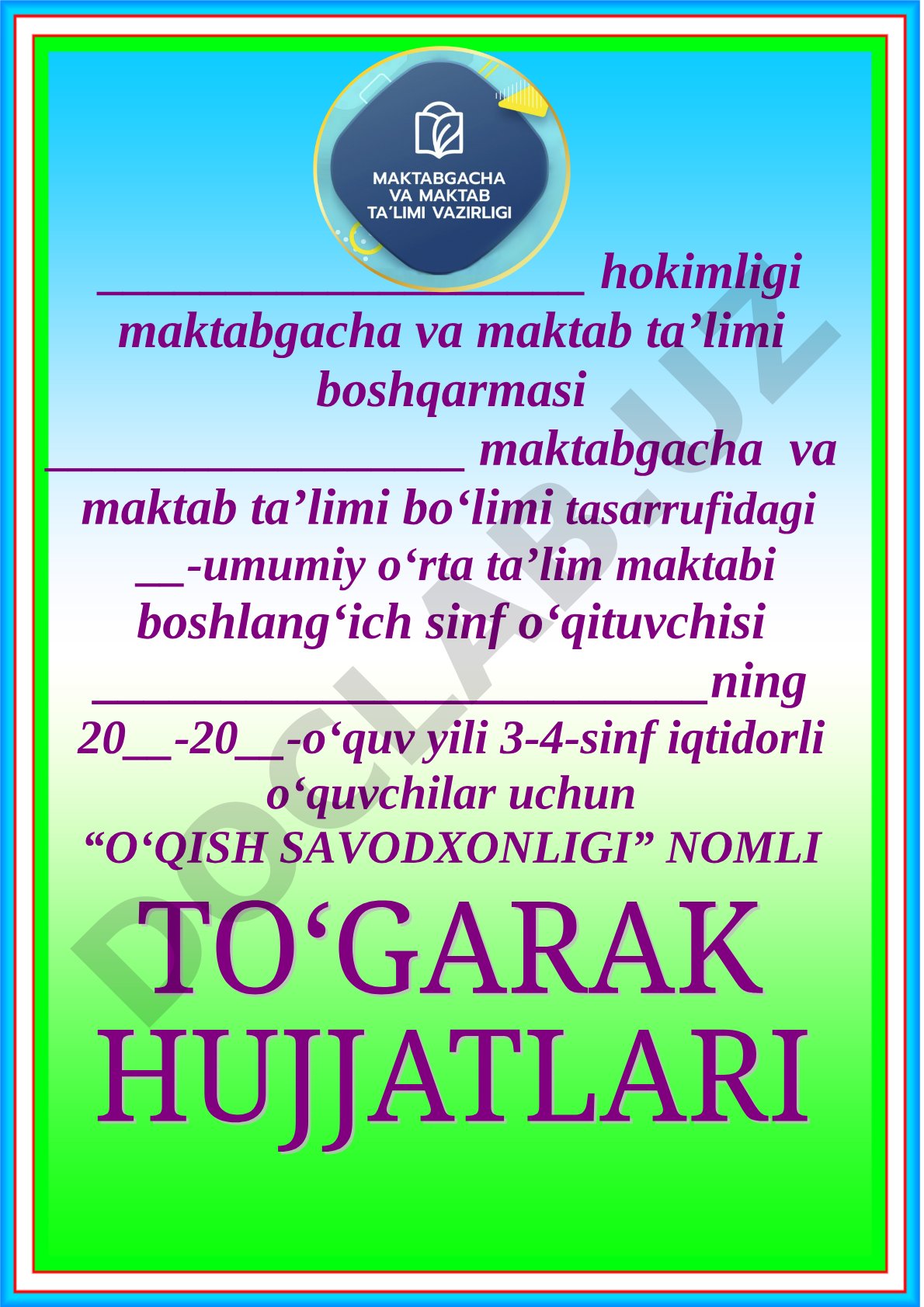 3-4-sinf iqtidorli o‘quvchilar uchun o‘qish savodxonligi to‘garagi