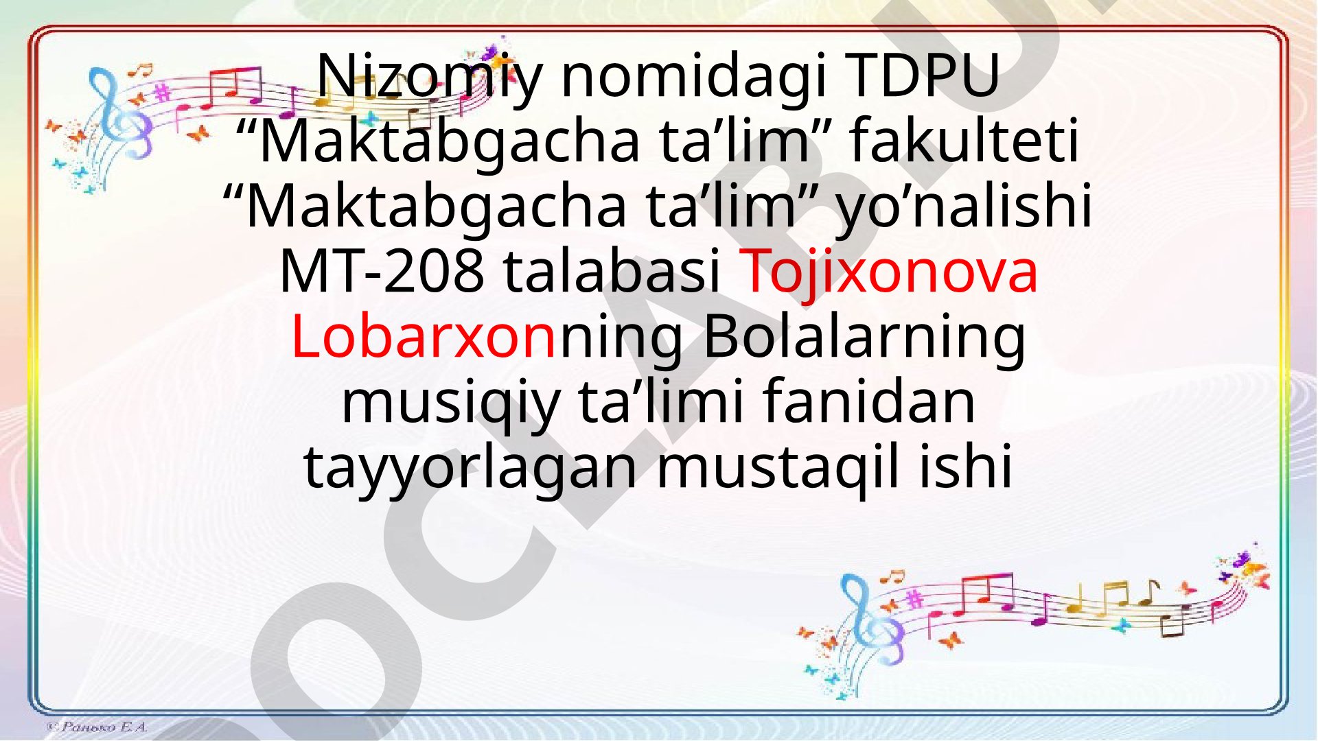 Bolalarni ashula aytish, musiqa tinglash va musiqiy ritmik harakatlarga o'rgatish