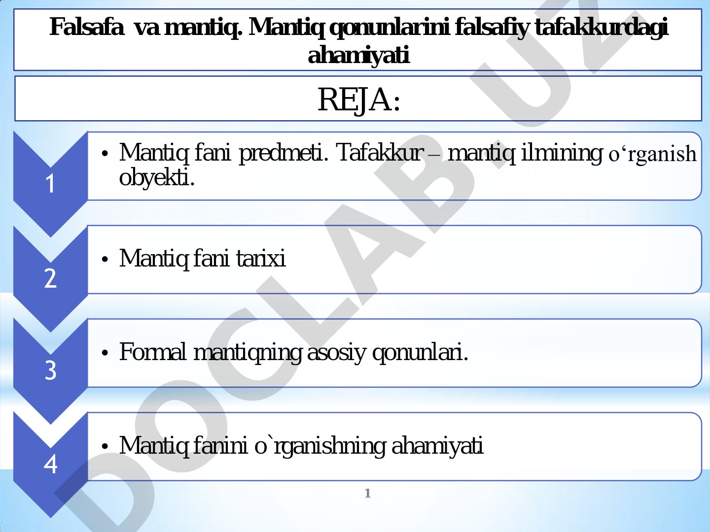 Falsafa va mantiq. Mantiq qonunlarini falsafiy tafakkurdagi ahamiyati