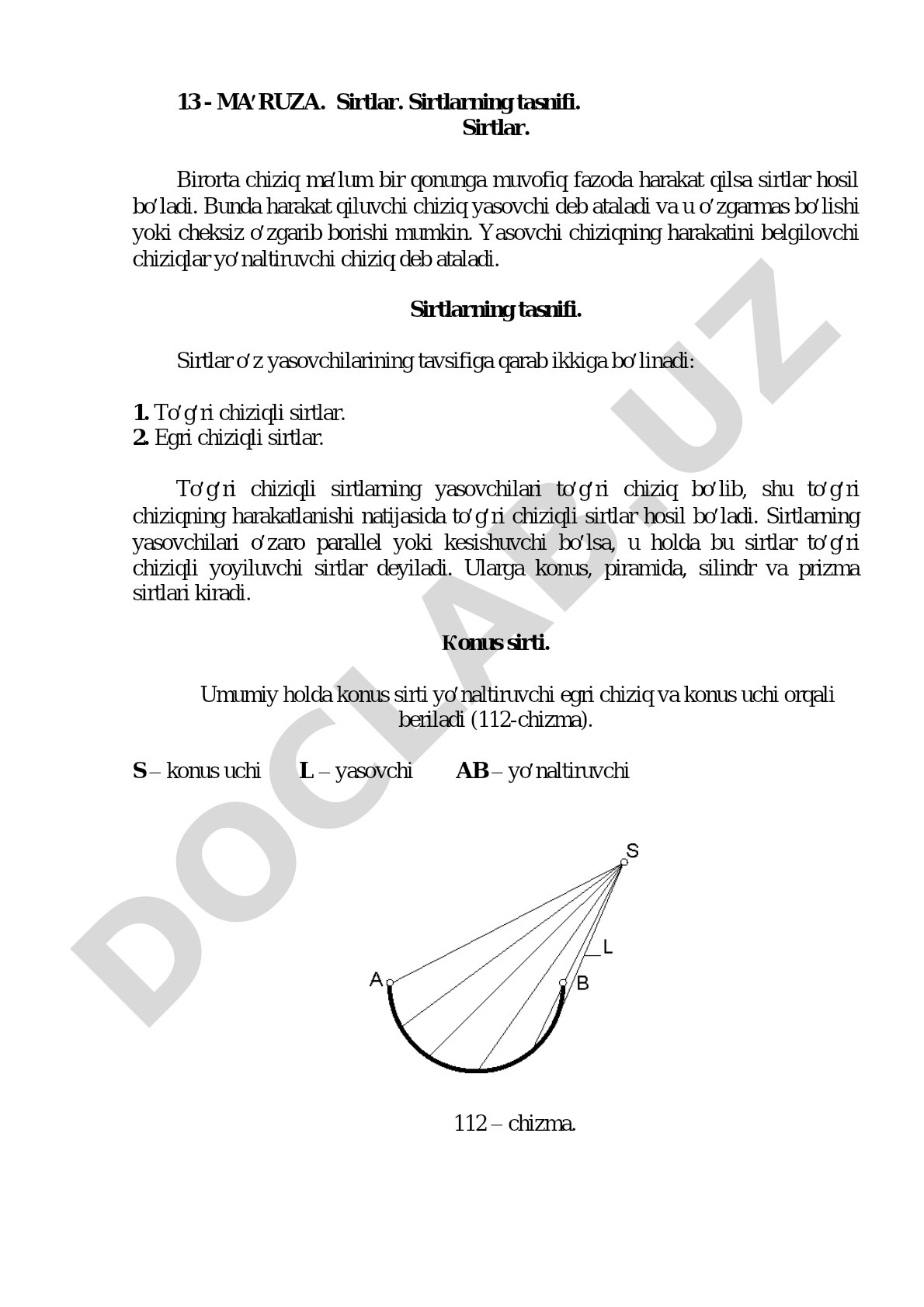 Sirtlar va ularning tasnifi
