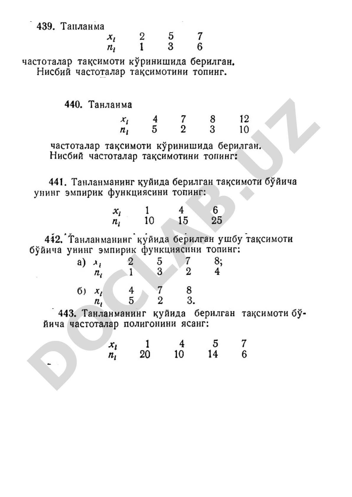 Tanlanma taqsimoti va nisbiy chastotalar