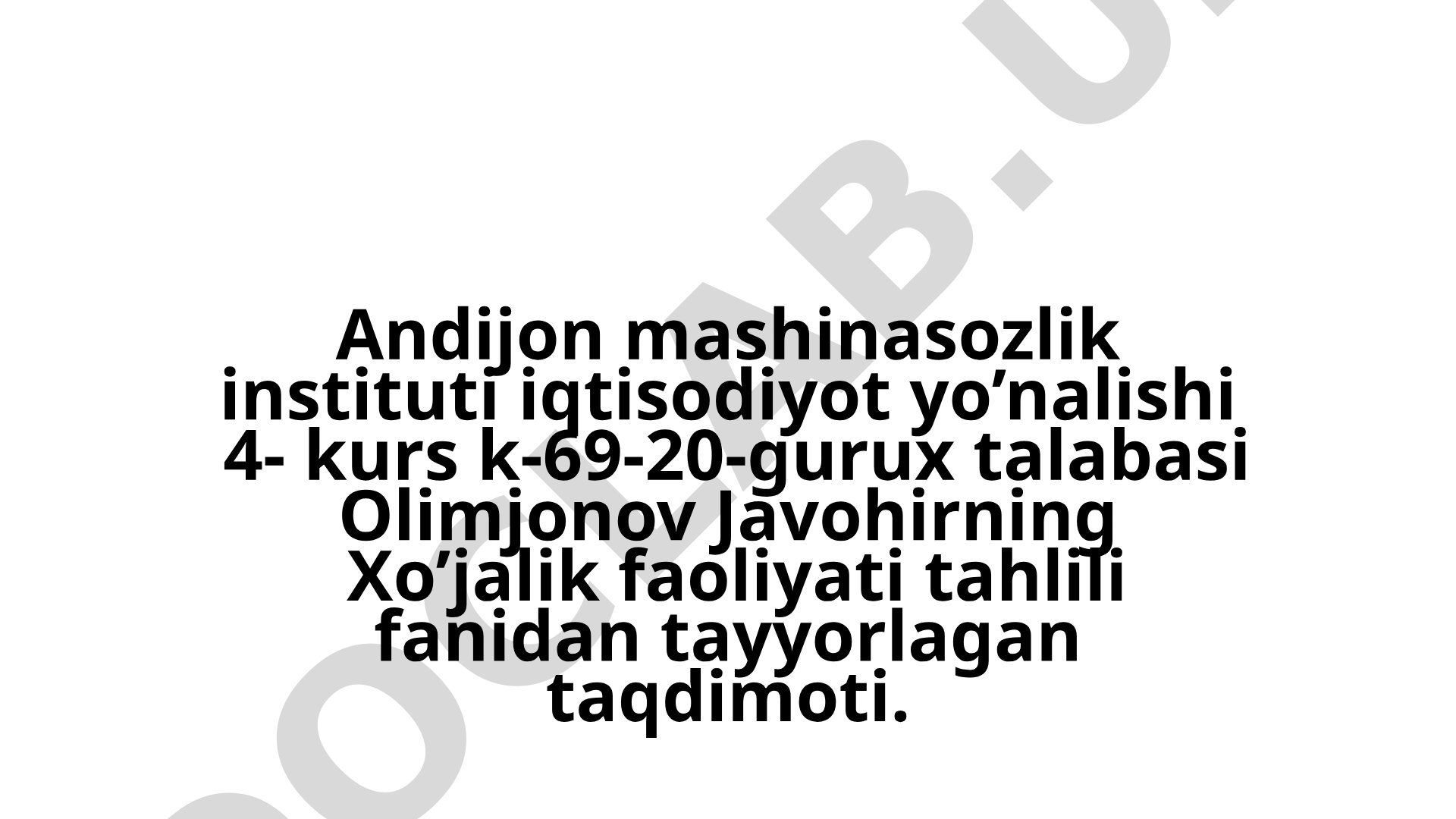 Xo’jalik yurituvchi sub’ektlarning moliyaviy holati tahlilini takomillashtirish muammolari