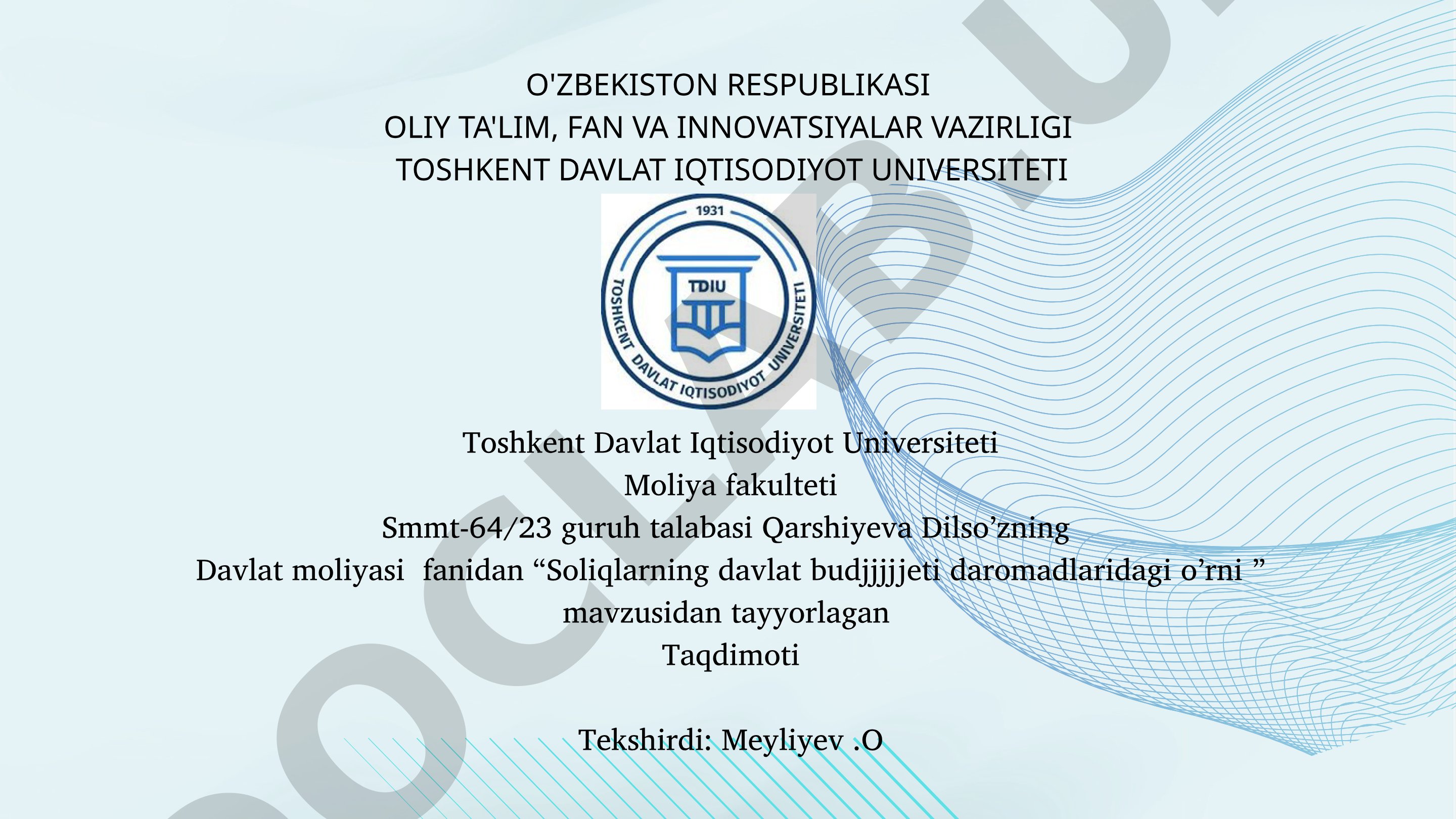Soliqlarning davlat budjeti daromadlaridagi o'rni