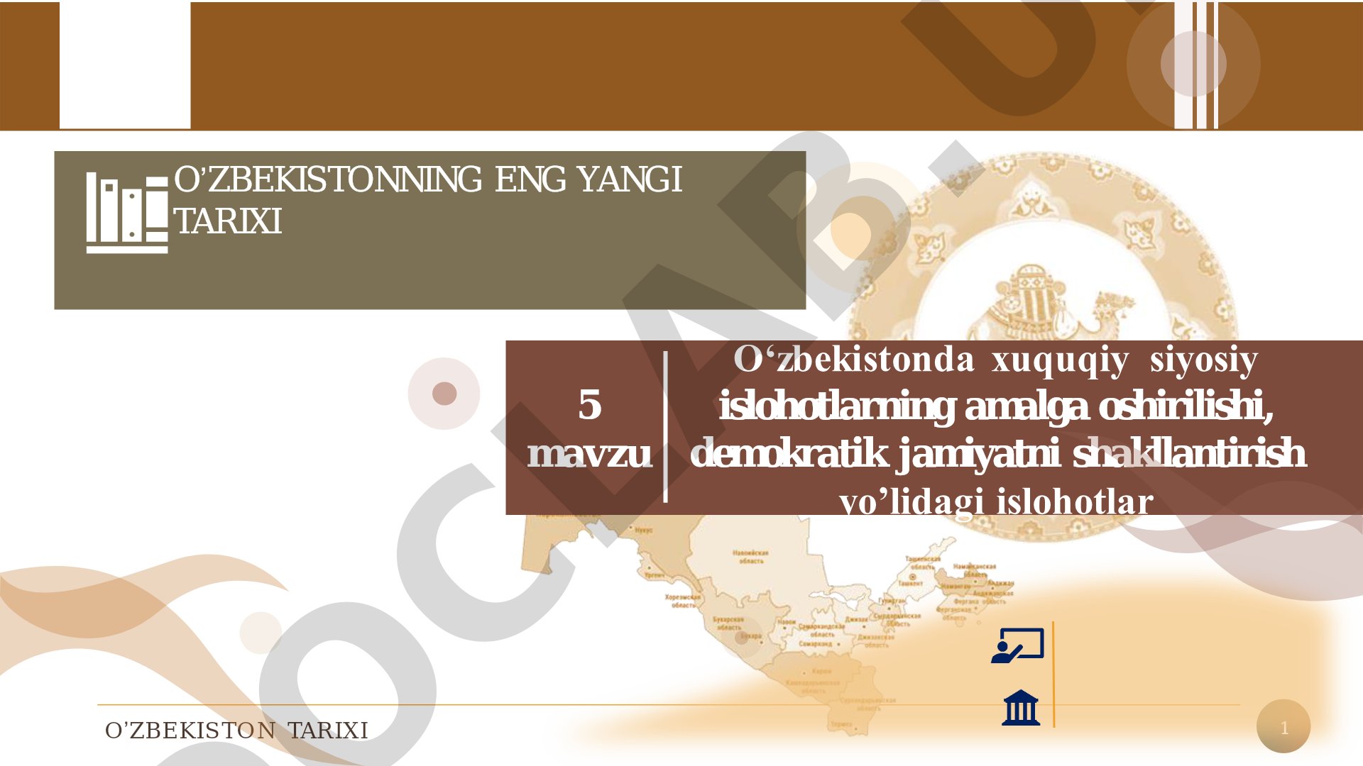 O‘zbekistonda xuquqiy siyosiy islohotlarning amalga oshirilishi, demokratik jamiyatni shakllantirish yo’lidagi islohotlar