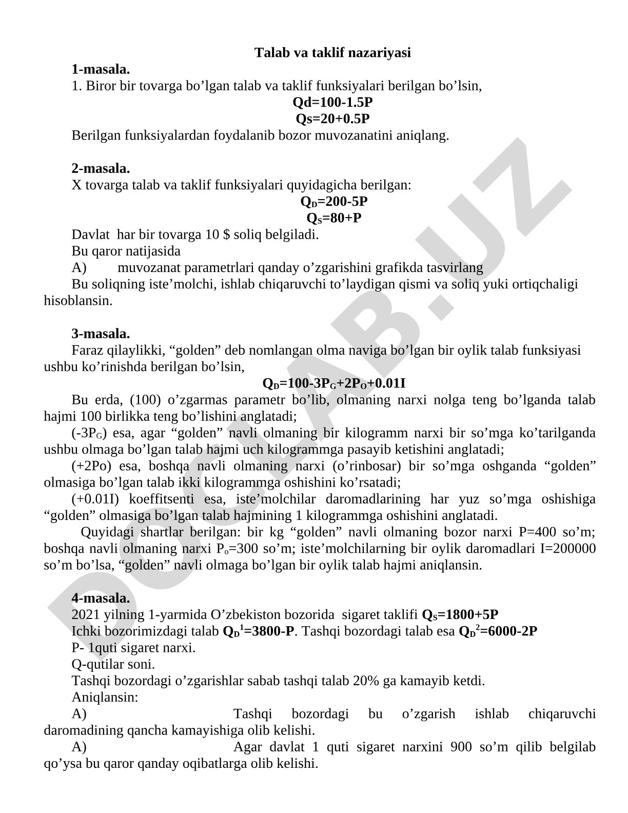 Talab va taklif nazariyasi