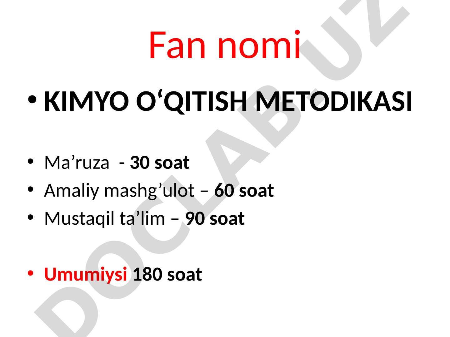 Kimyo o'qitish metodikasi