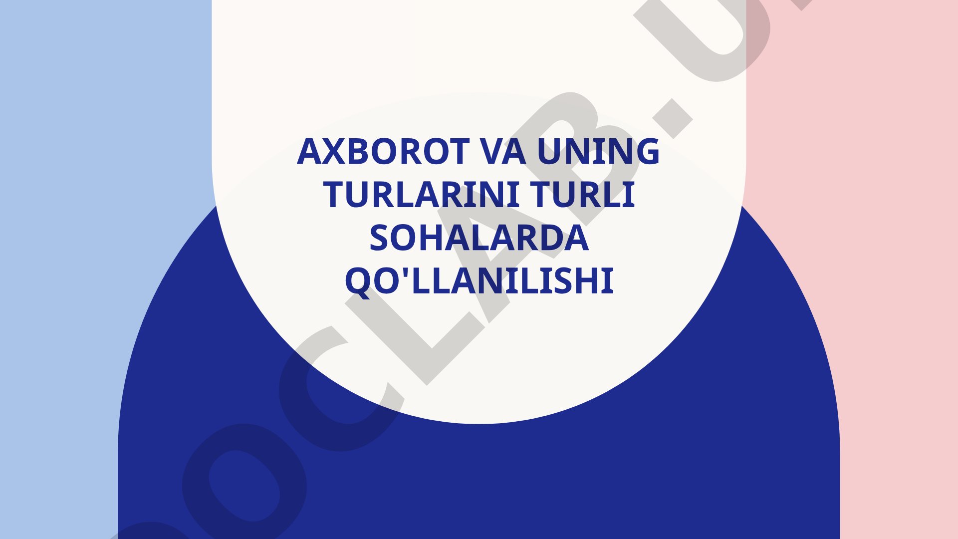 Axborot va uning turlarini turli sohalarda qo'llanilishi